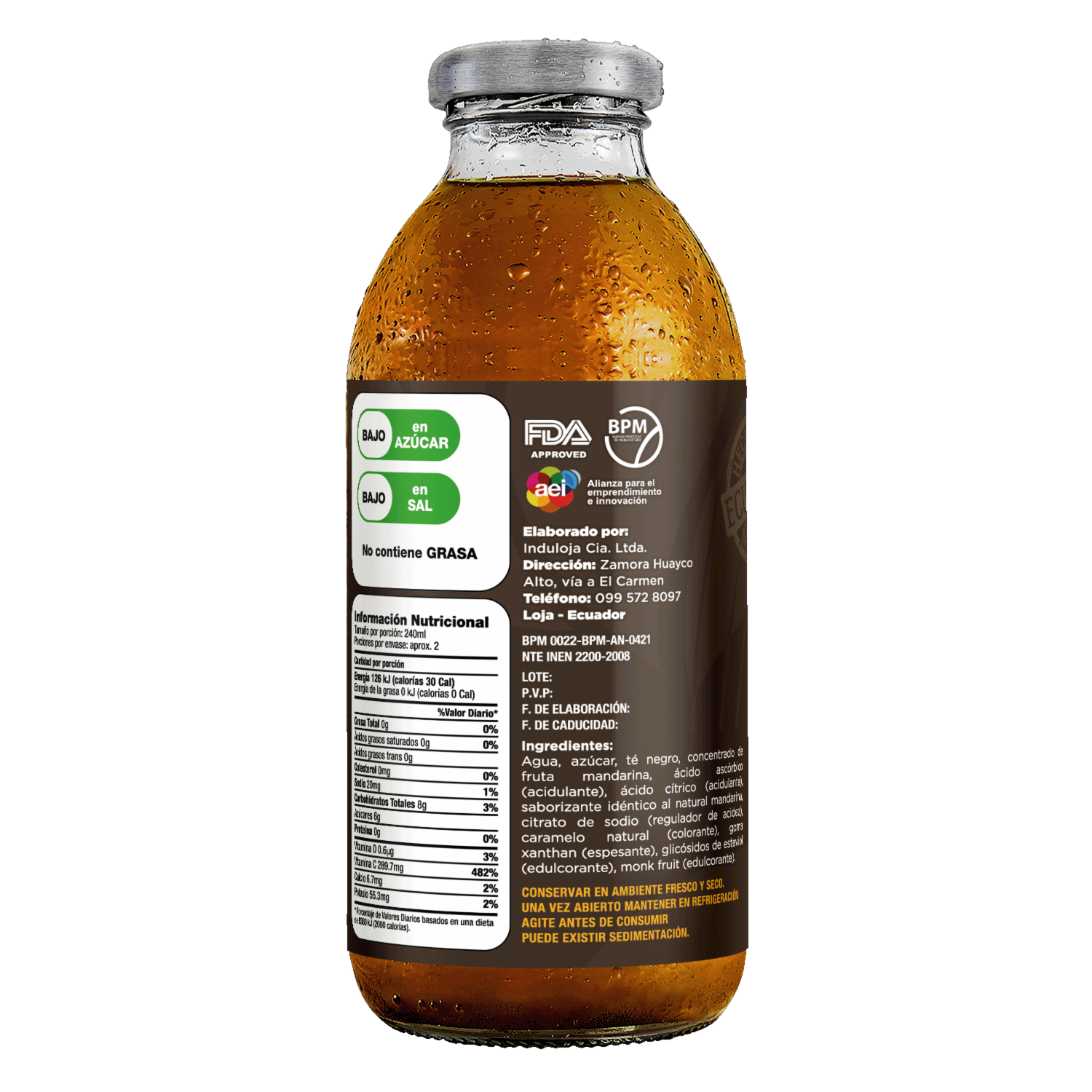 Té Frio Negro Sabor A Mandarina FORESTEA 475 Ml