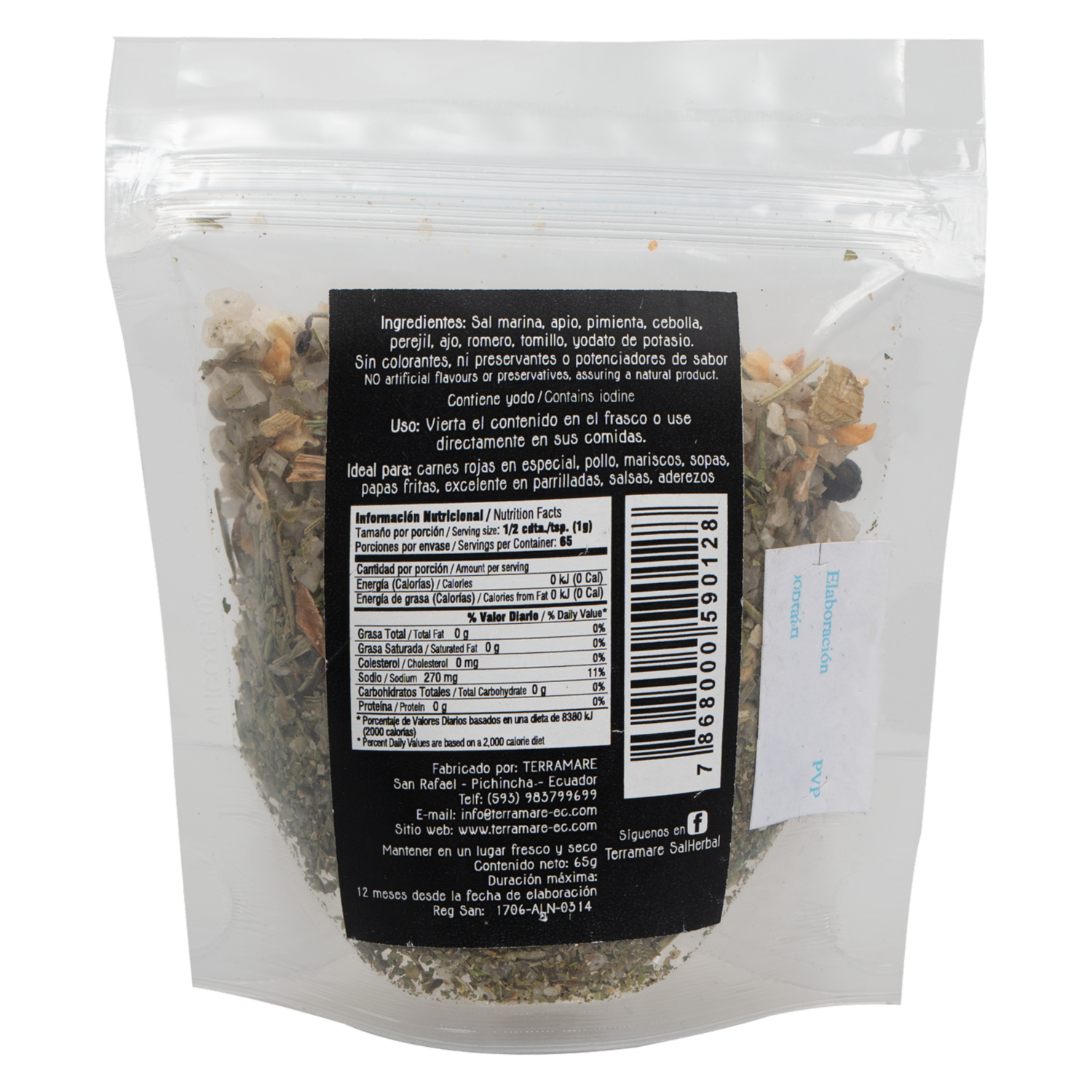 Sal Marina Con Especias TERRAMARE 65 G