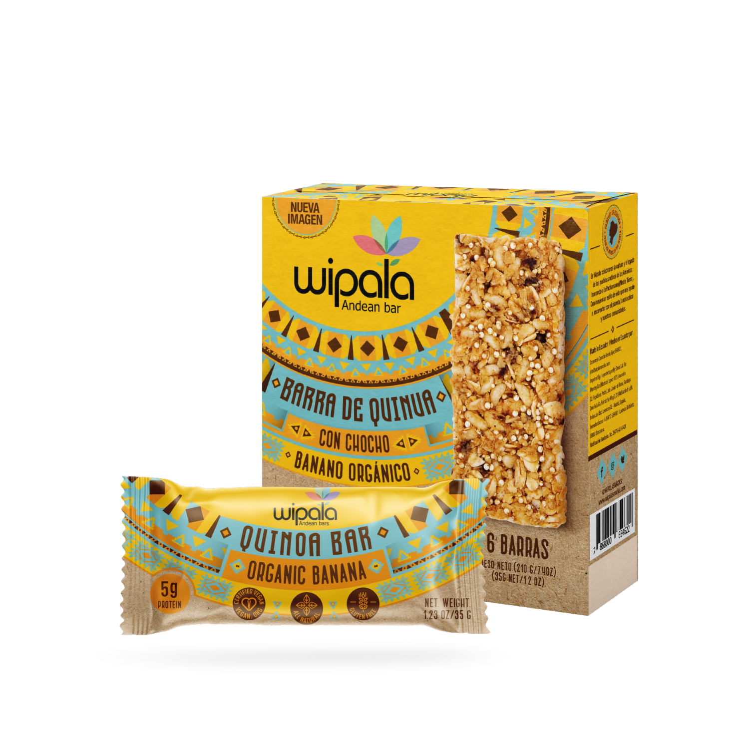 Barra De Cereal Quinua Banano Y Coco WIPALA X6 X 210 G