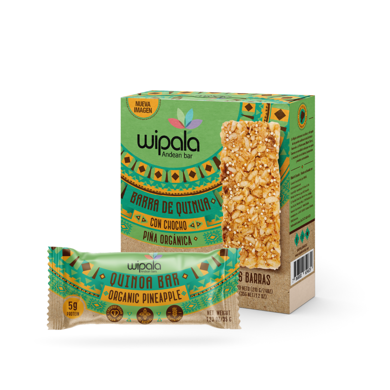 Barra De Cereal Quinua Piña Coco Y Chocho WIPALA X6 X 210 G
