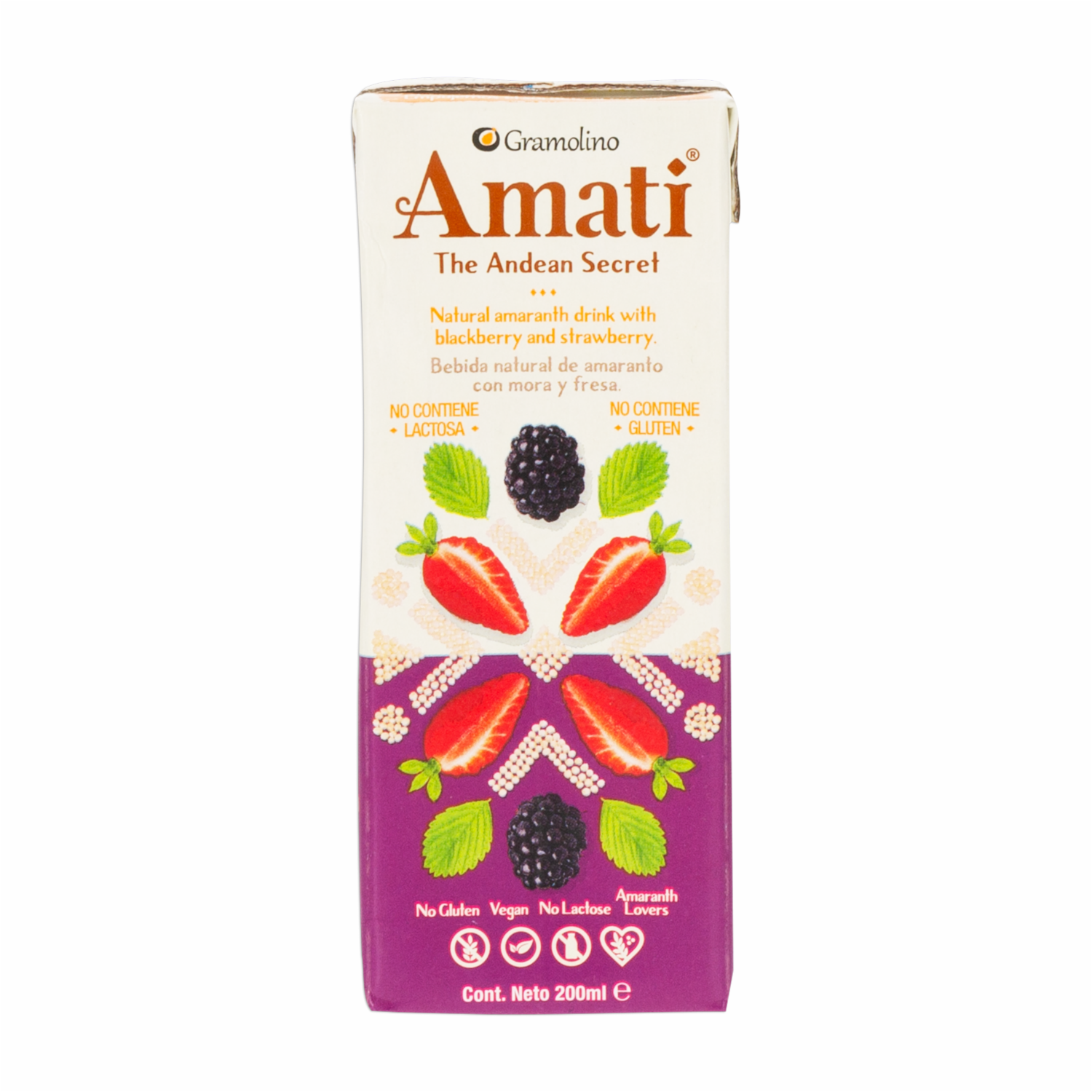 Bebida De Amaranto Con Frutos Rojos Sin Gluten Sin Lactosa AMATI THE ANDEAN SECRET 200 Ml
