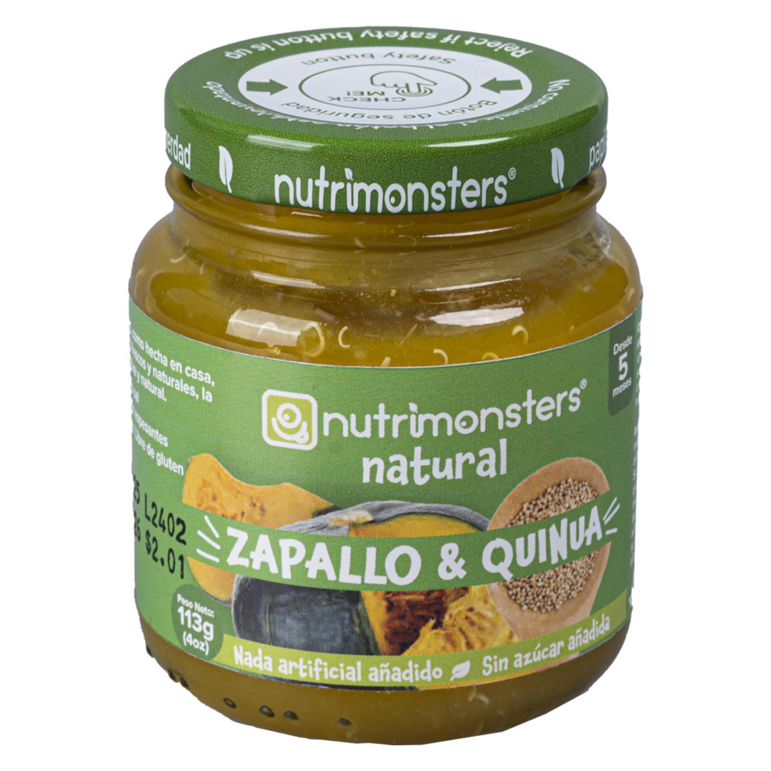 Compota Zapallo Y Quinua Sin Gluten NUTRIMONSTERS 113 G