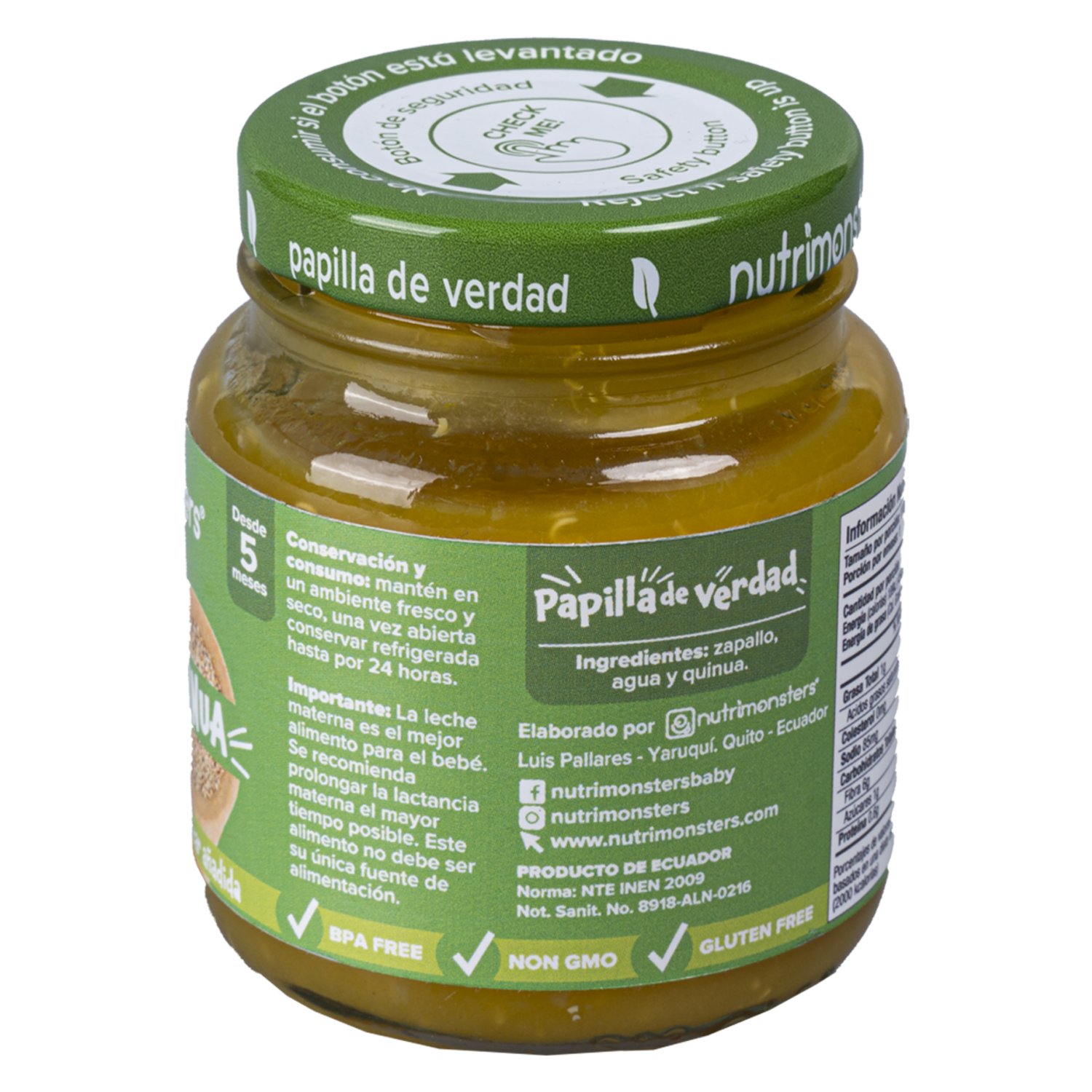 Compota Zapallo Y Quinua Sin Gluten NUTRIMONSTERS 113 G