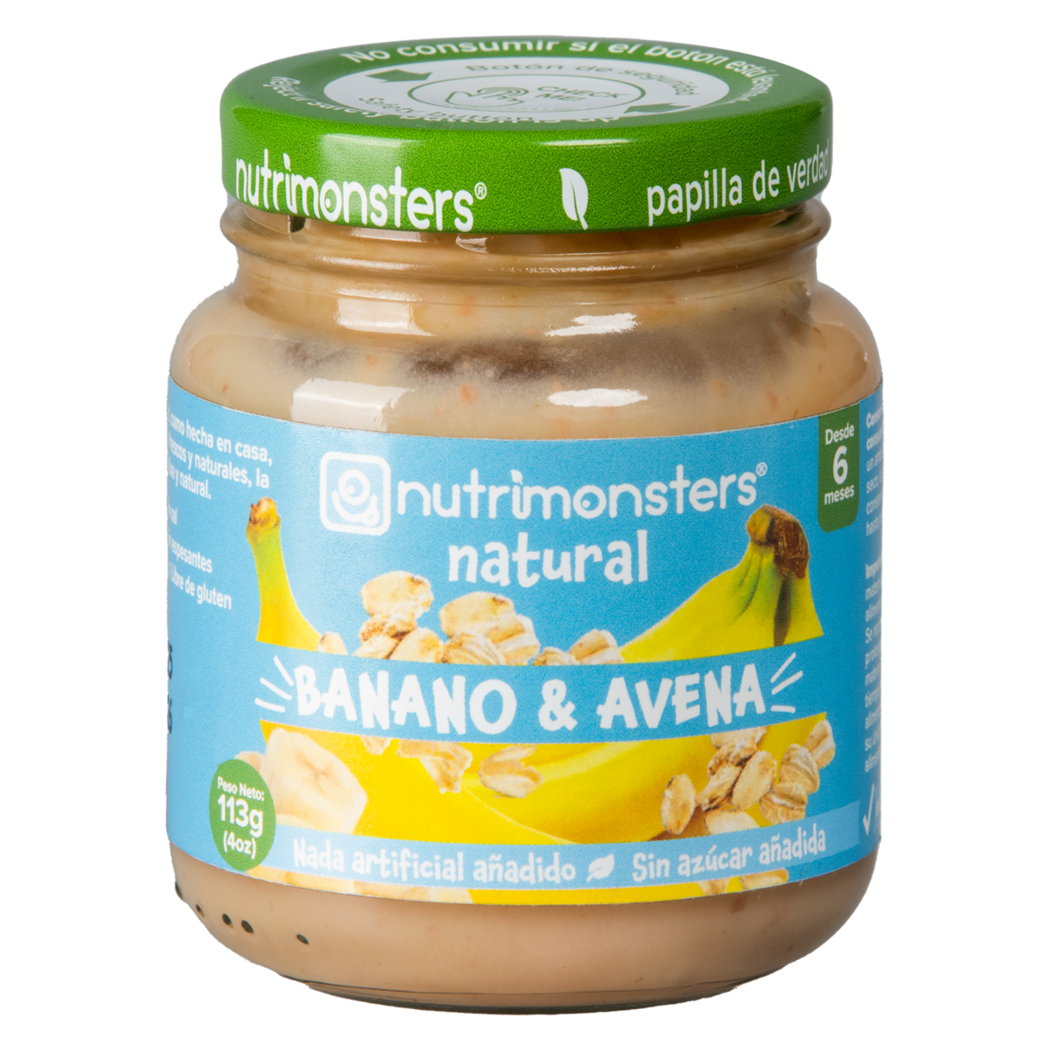 Compota Banano Y Avena Sin Gluten NUTRIMONSTERS 113 G