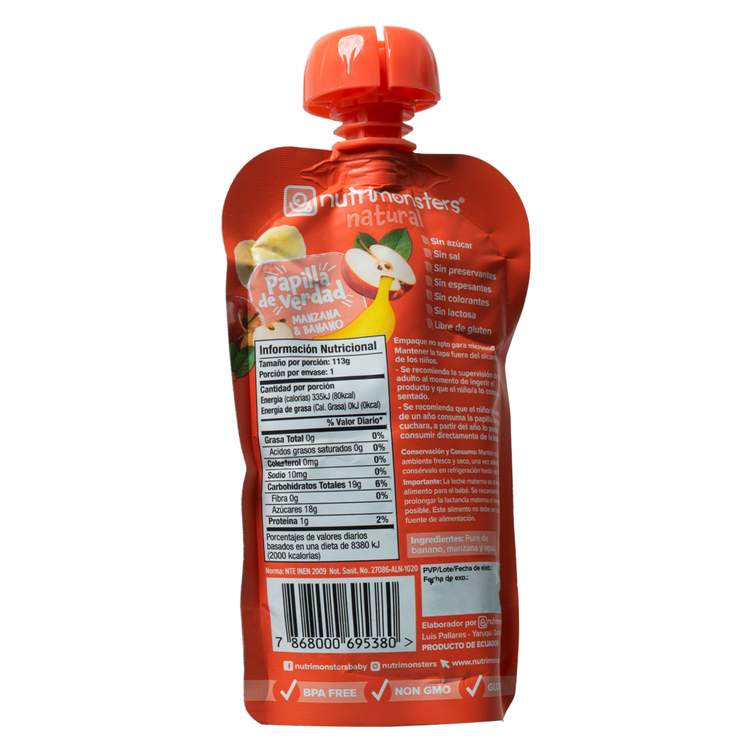 Compota Pouch Manzana Y Banano NUTRIMONSTERS 113 G