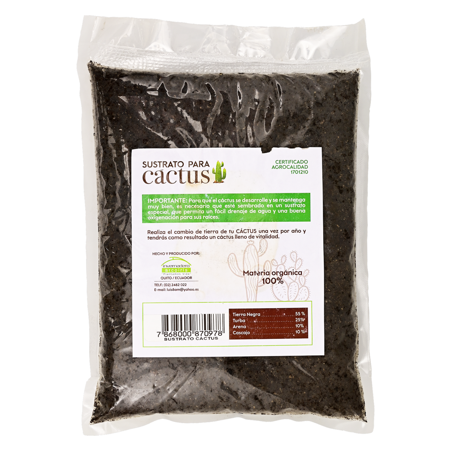 Sustrato Cactus INVERNADERO ARCOIRIS 700G