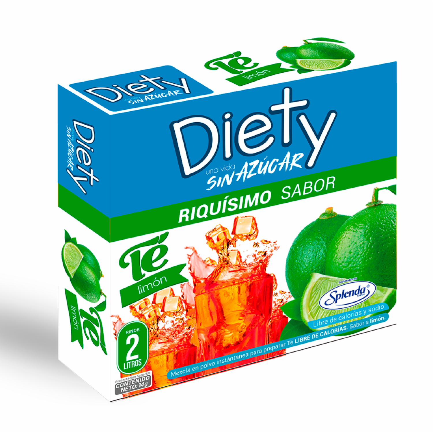 Té En Polvo En Polvo Sabor A Limón Sin Azúcar DIETY 2 Litros