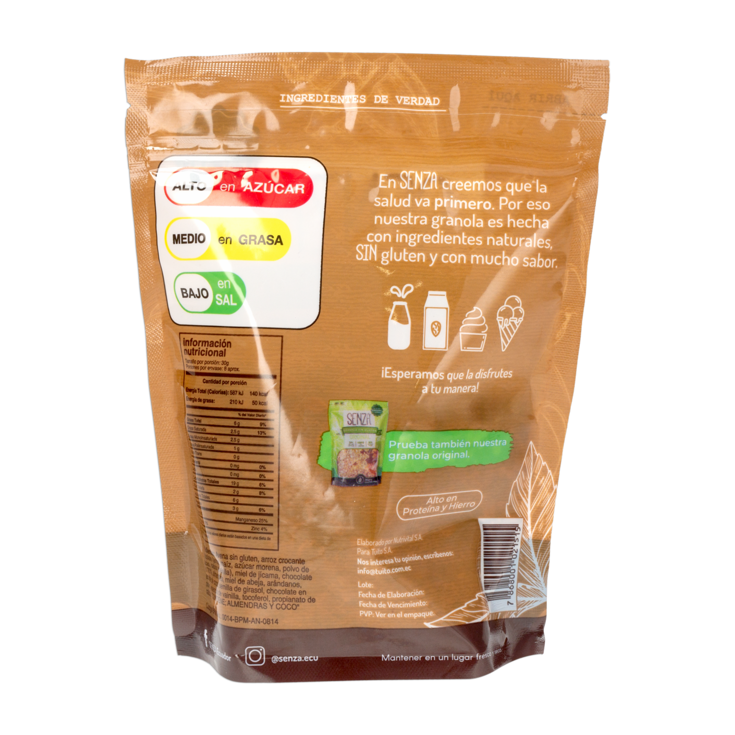 Granola Con Chocolate Sin Gluten SENZA 250 G