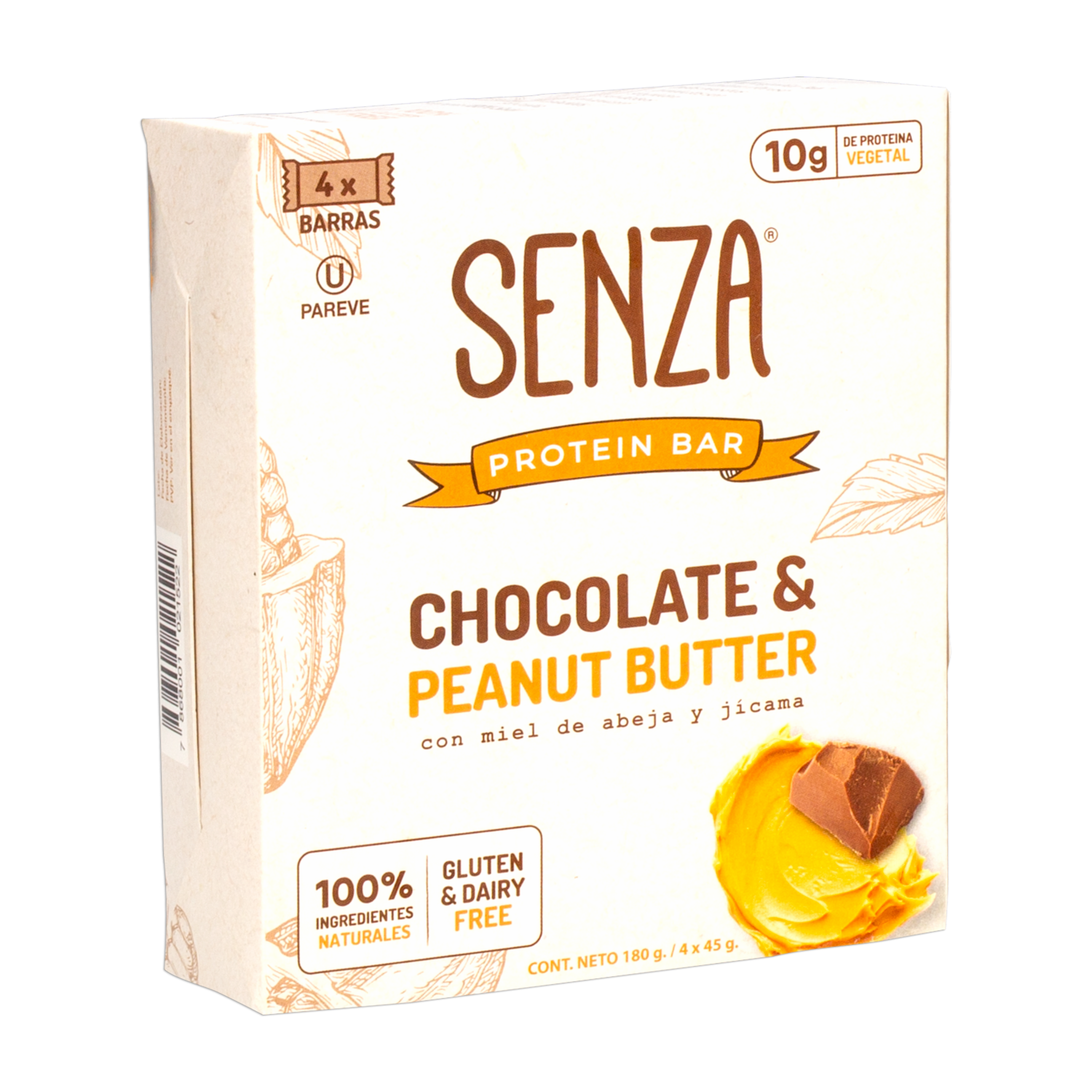 Barra De Proteína Con Chocolate Y Mantequilla De Maní SENZA 4X45G
