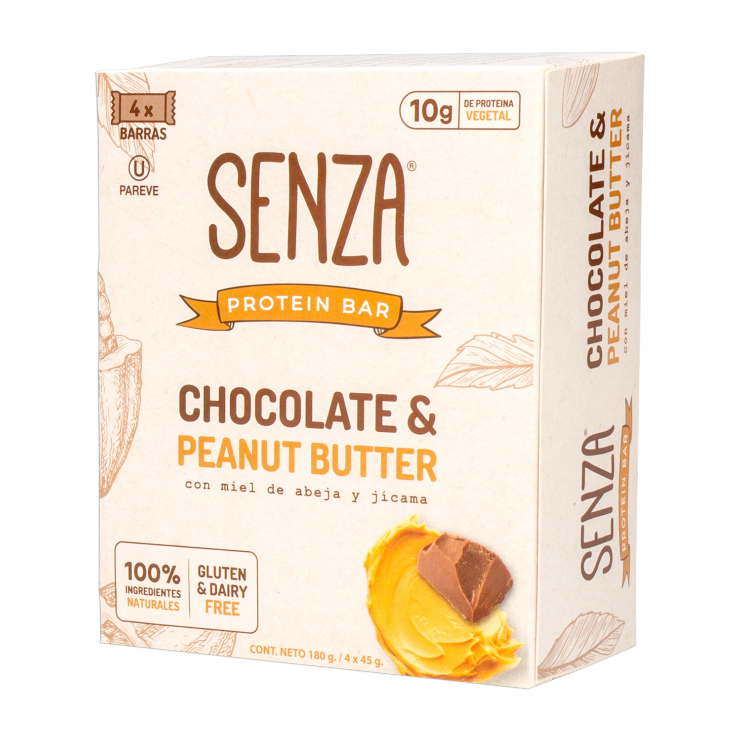 Barra De Proteína Con Chocolate Y Mantequilla De Maní SENZA 4X45G
