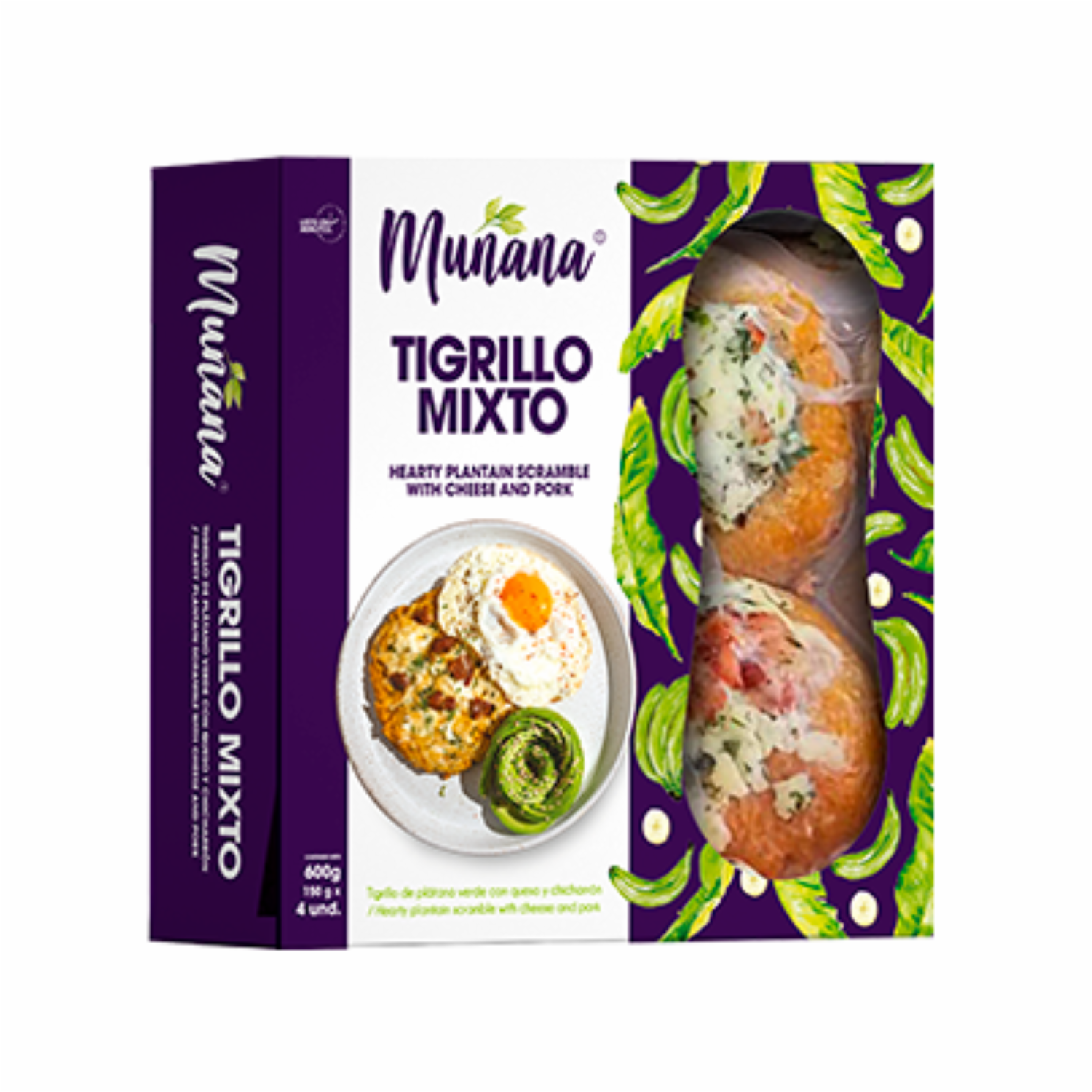 Tigrillo De Plátano Verde Mixto Con Queso Y Chicharrón MUNANA 4 Uds X 150 G