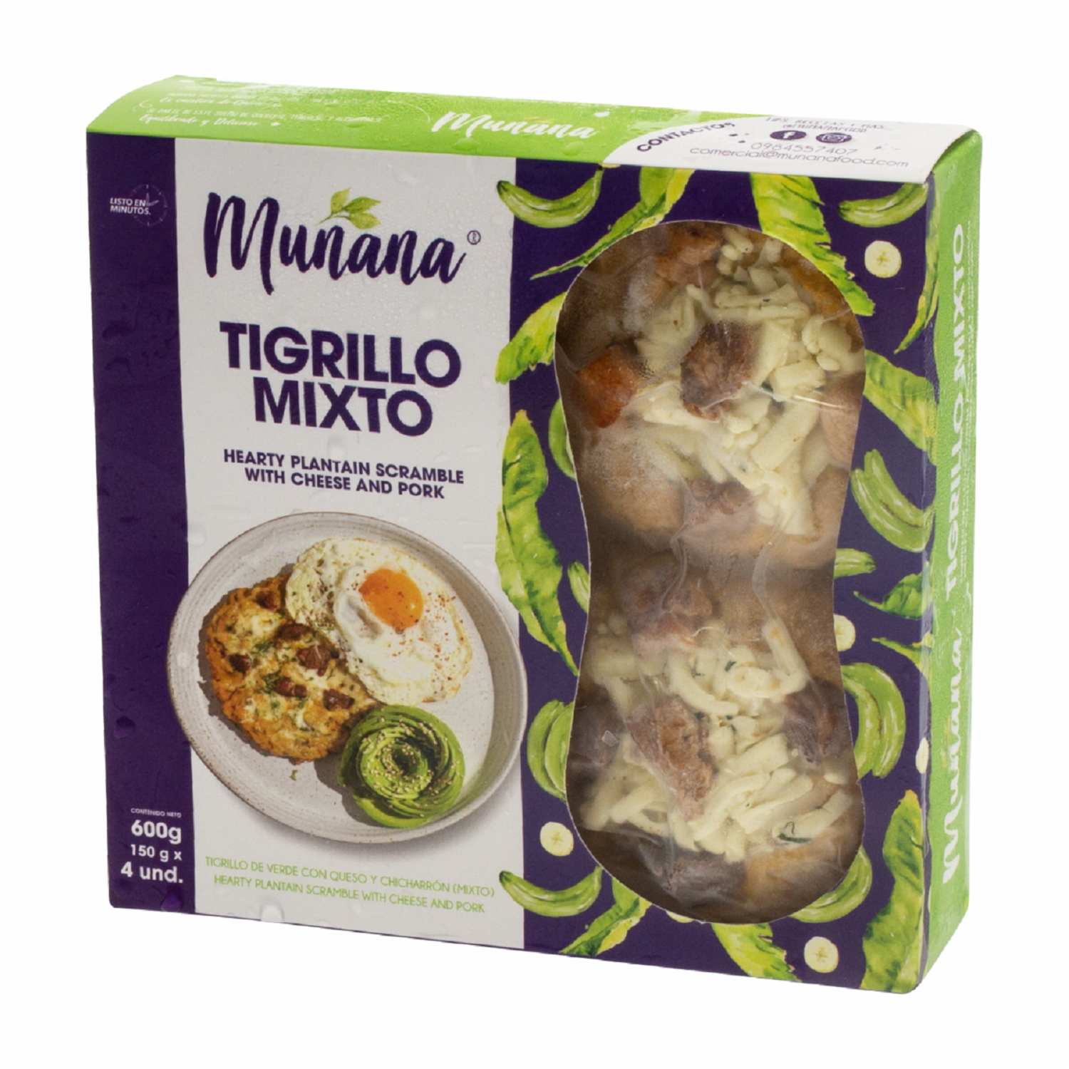 Tigrillo De Plátano Verde Mixto Con Queso Y Chicharrón MUNANA 4 Uds X 150 G