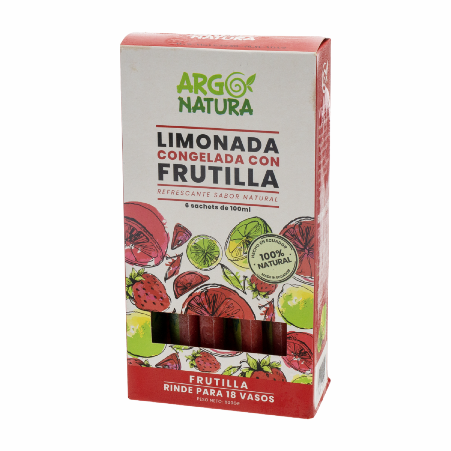 Limonada Congelada Con Frutilla ARGO NATURA Pack X6 X 100 Ml