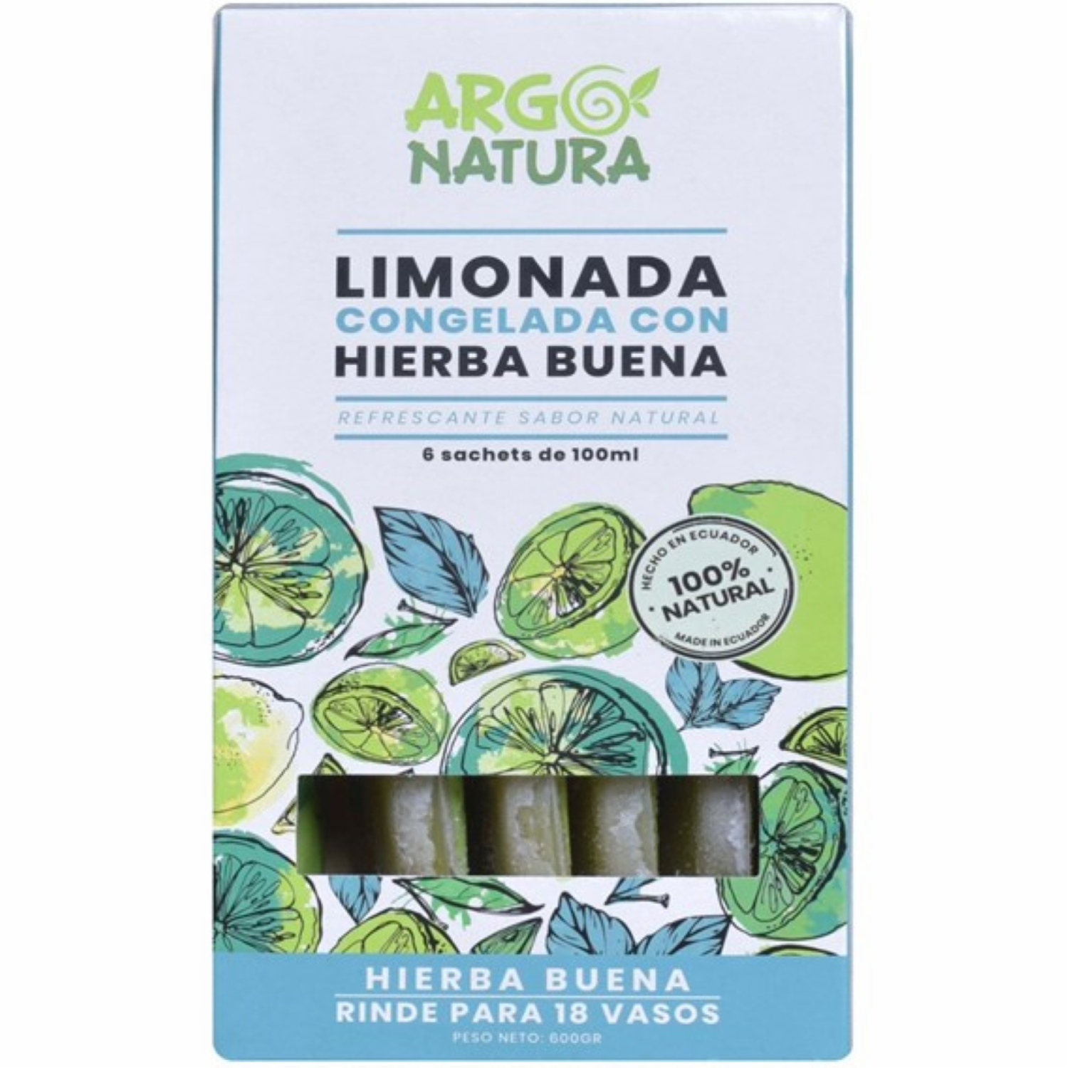 Limonada Congelada Con Hierbabuena ARGO NATURA Pack X6 X 100 Ml