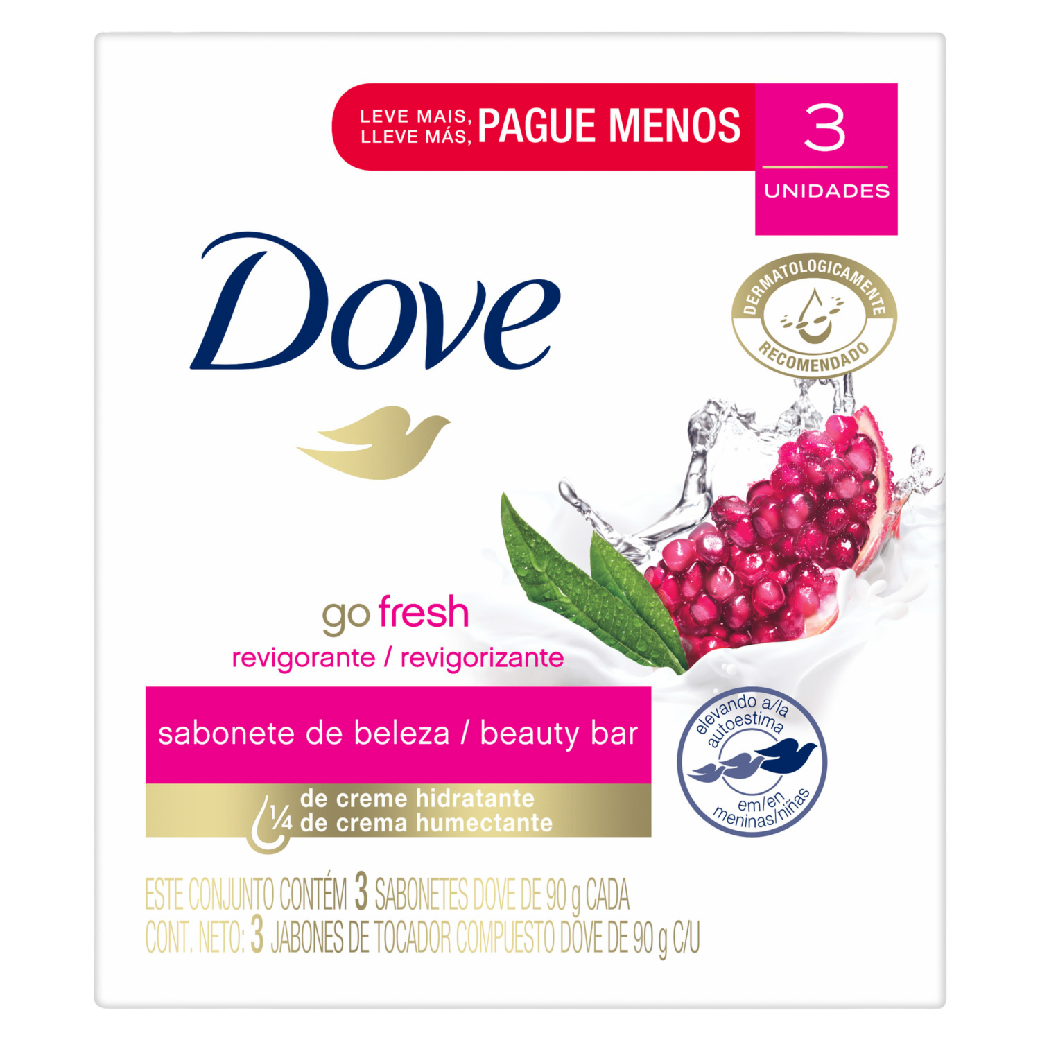 Jabón En Barra Revigorizante Con Extracto De Granada DOVE 3 X 90 G