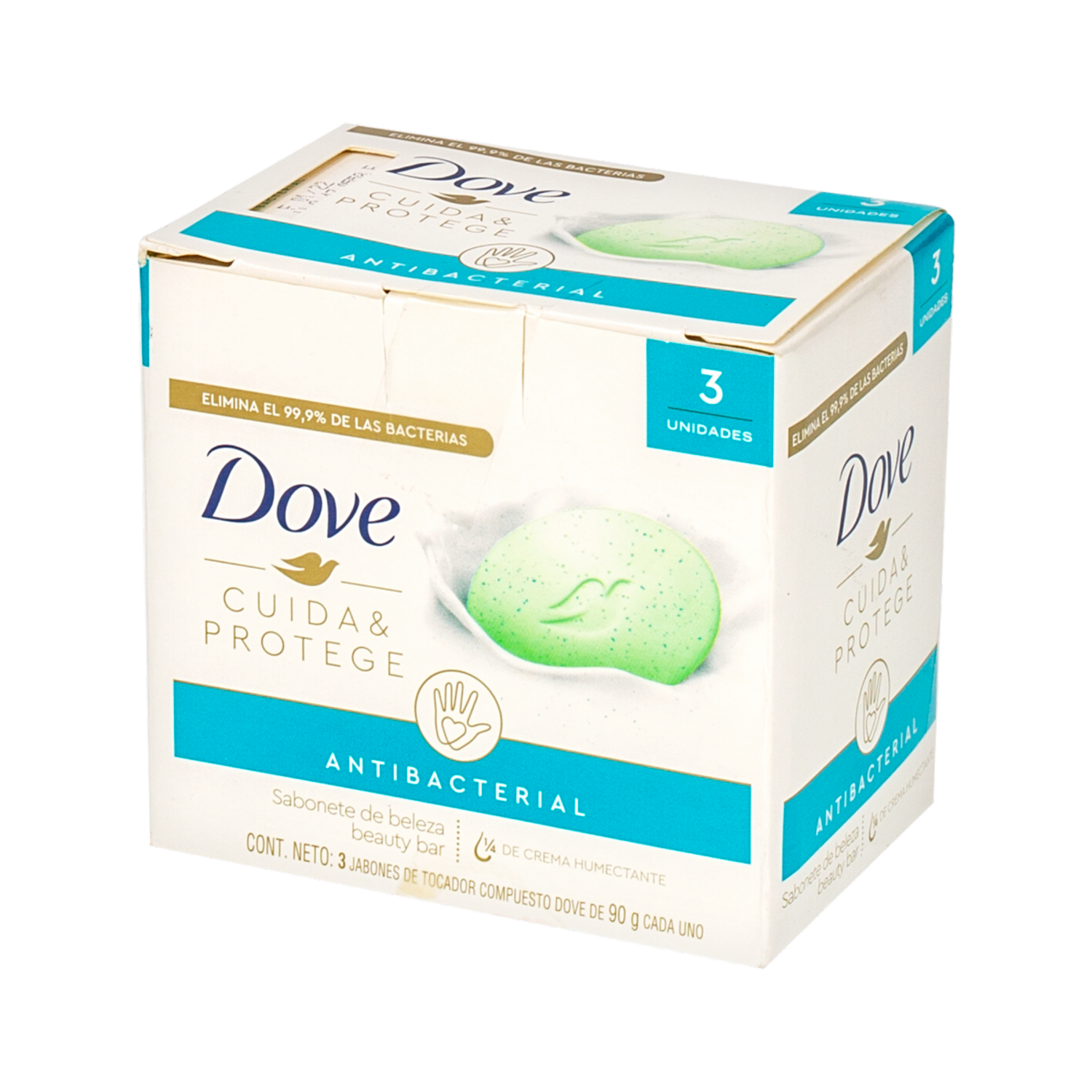 Jabón En Barra Antibacterial Cuida Y Protege DOVE 3 X 90 G