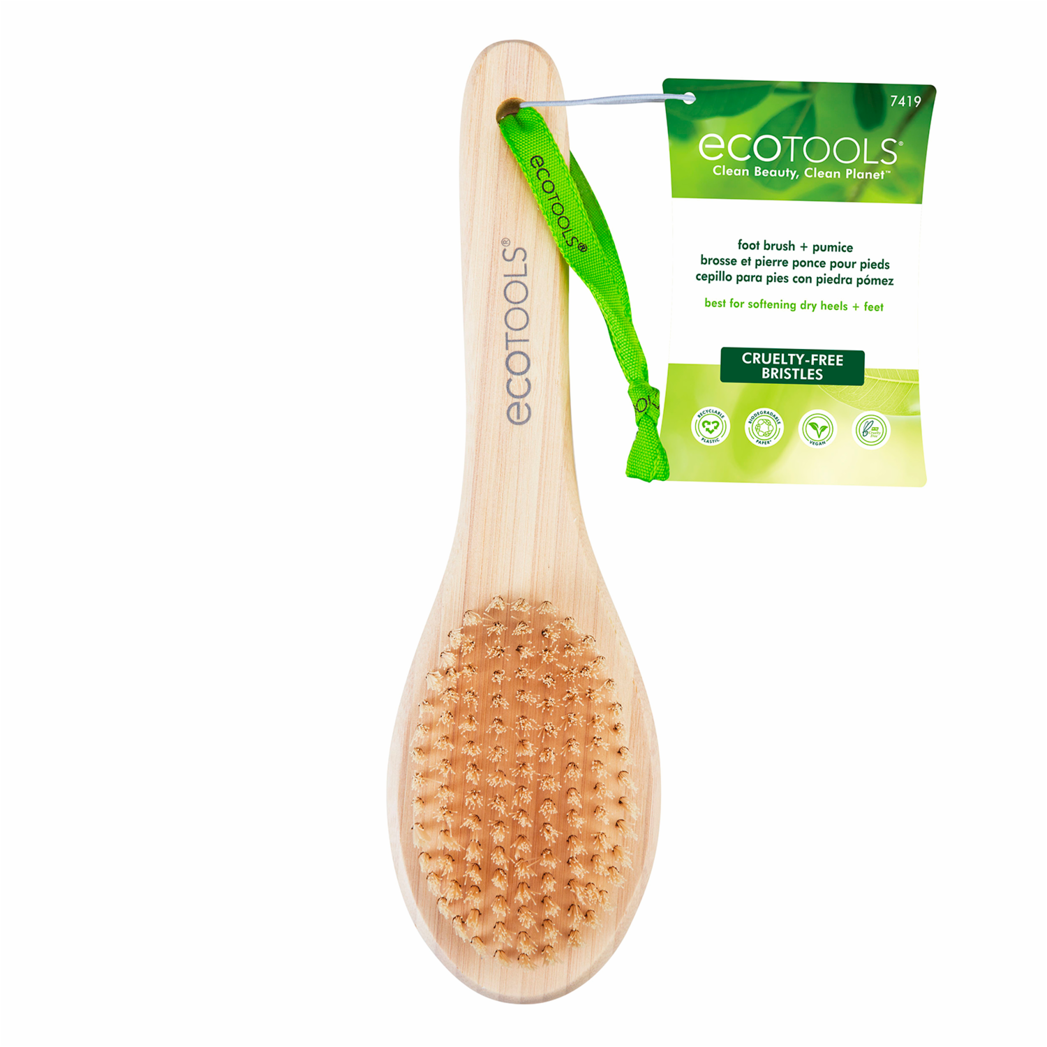 Cepillo Para Pies Con Piedra Pómez Y Mango De Bamboo ECOTOOLS Unidad