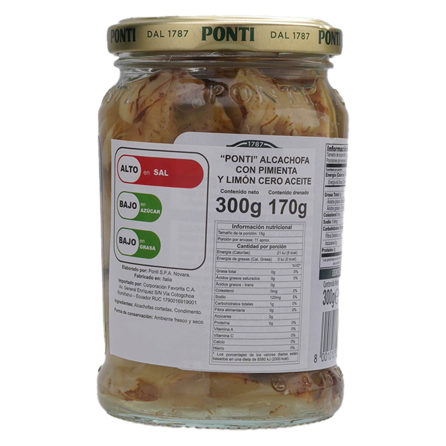 Alcachofas Con Pimienta Y Limón PONTI 300 g