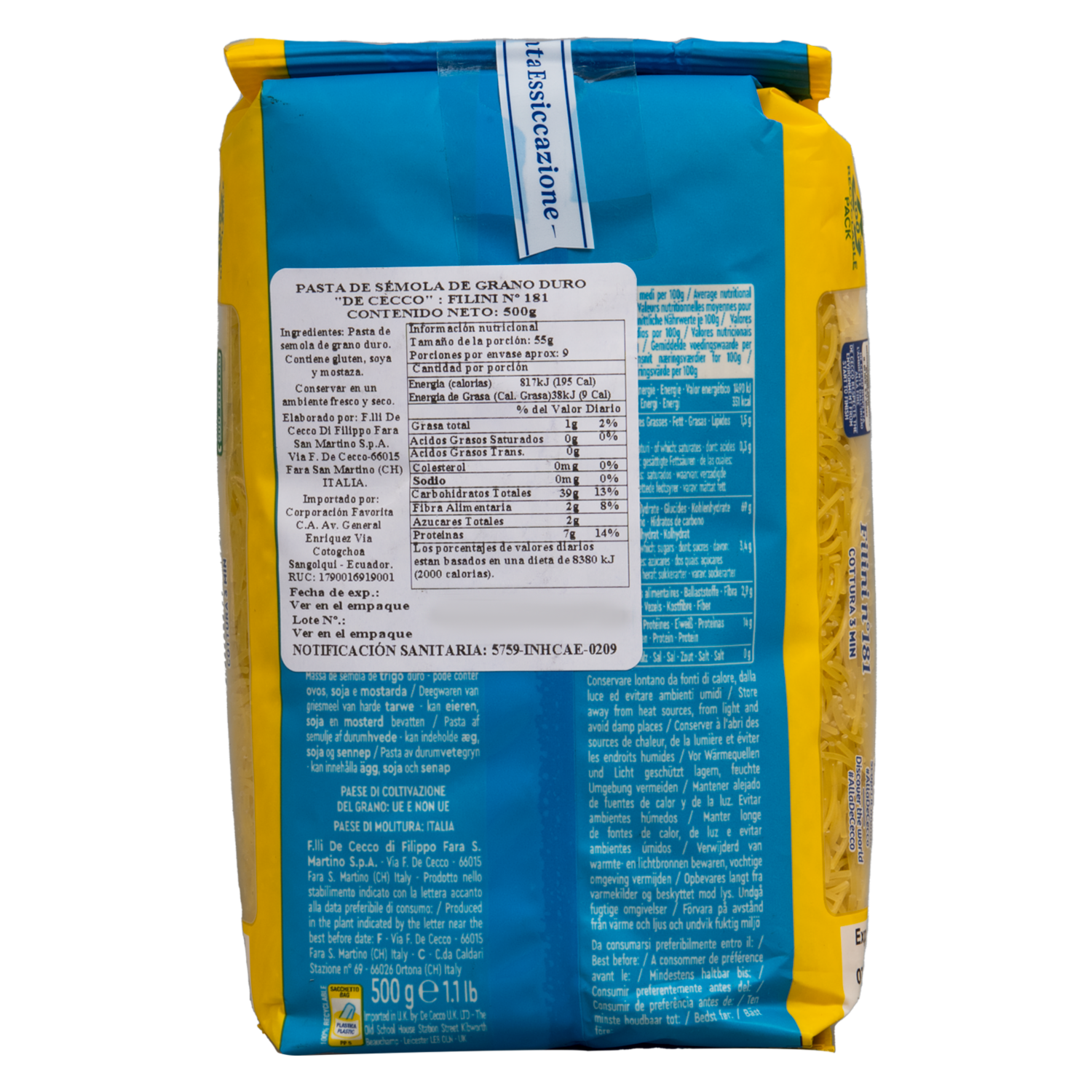 Pasta Filini DE CECCO 500 g