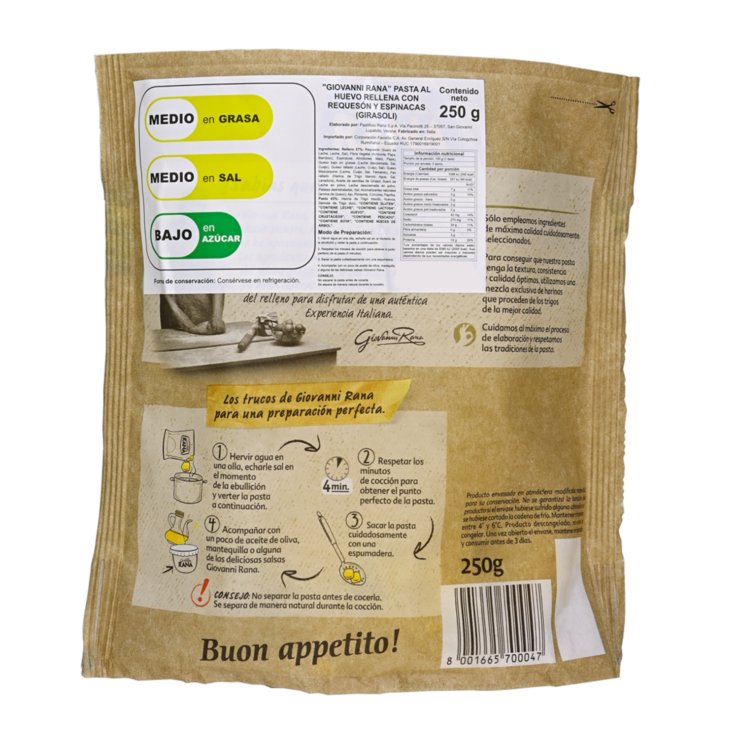 Girasoli Requesón Y Espinaca GIOVANNI RANA 250 G