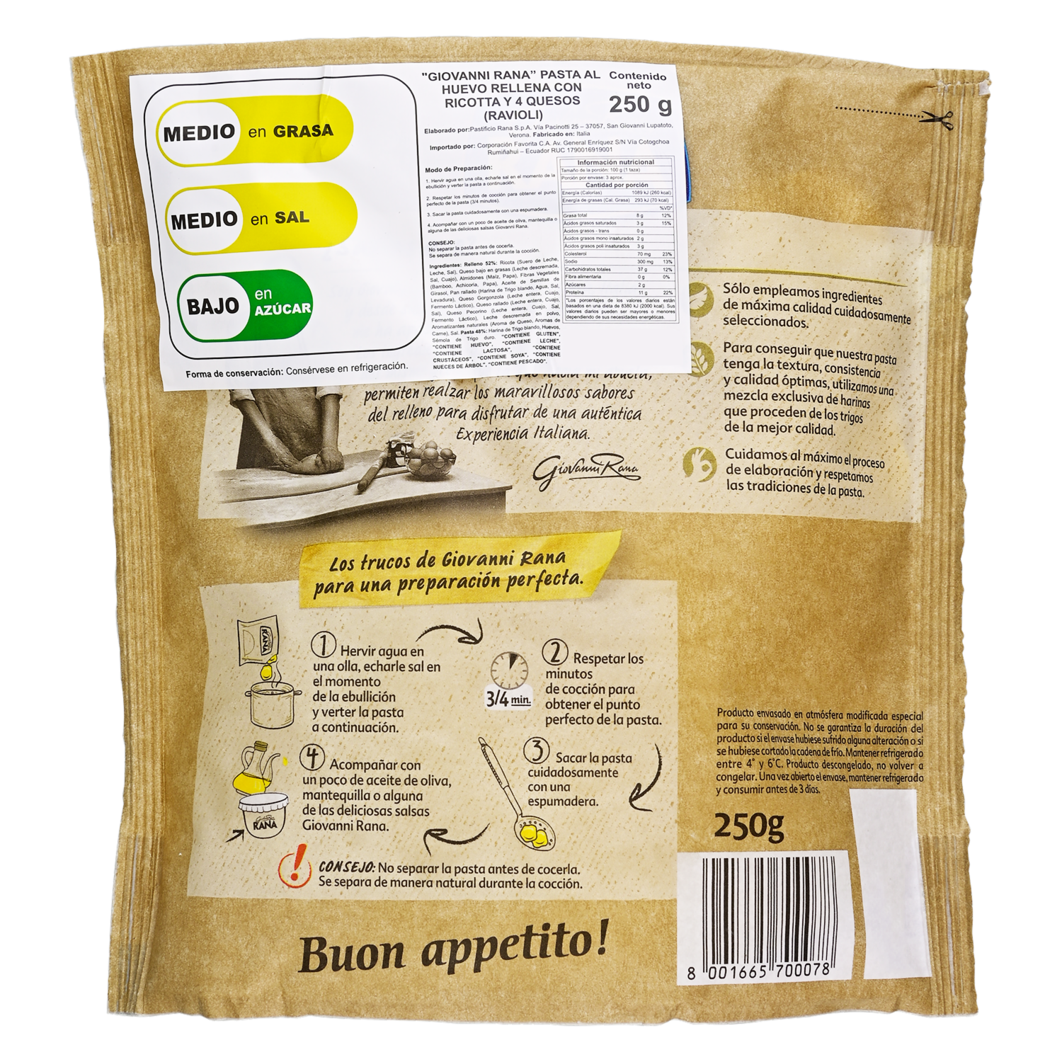 Ravioli Ricotta 4 Quesos GIOVANNI RANA 250G