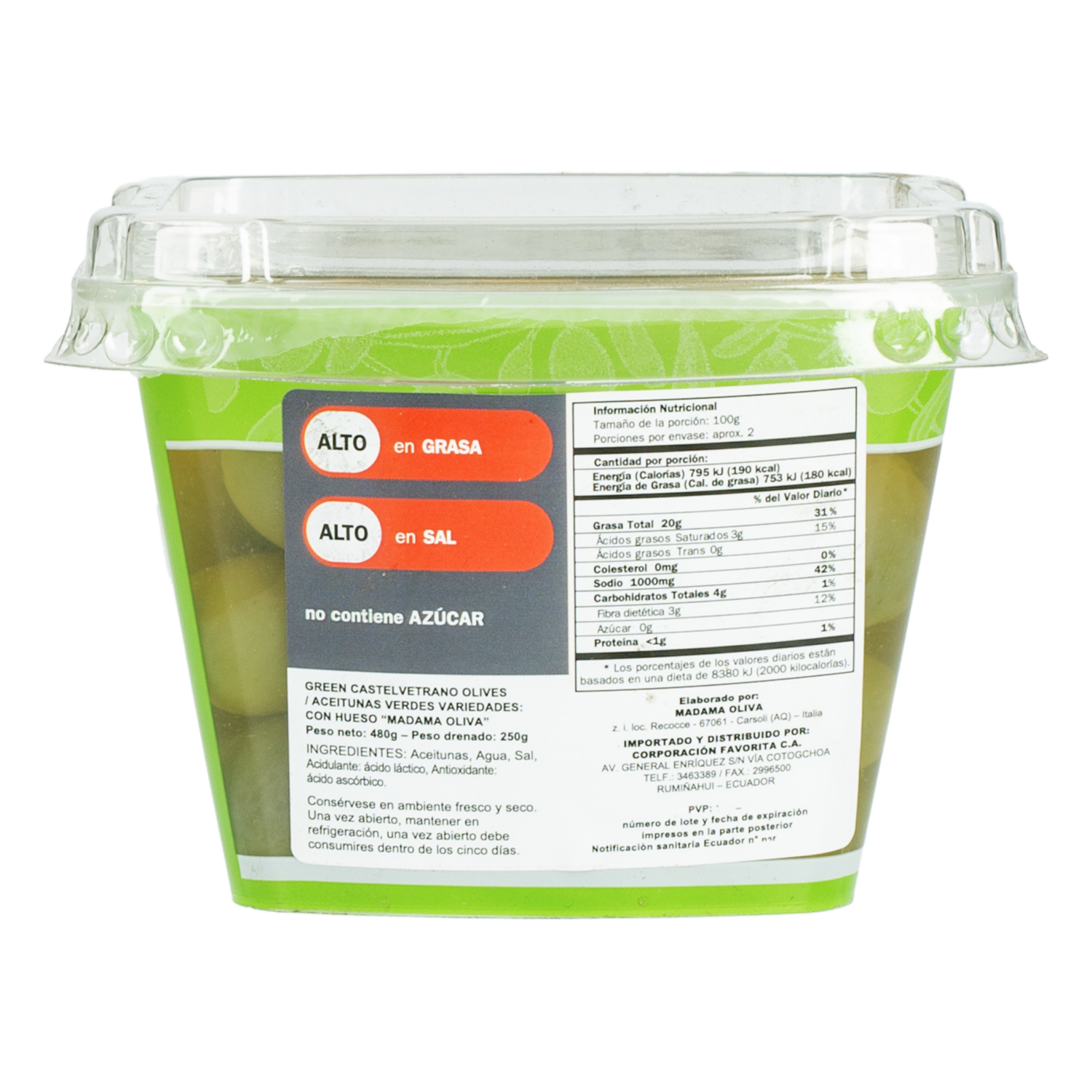 Aceitunas Verdes Con Hueso MADAMA OLIVA 480 G
