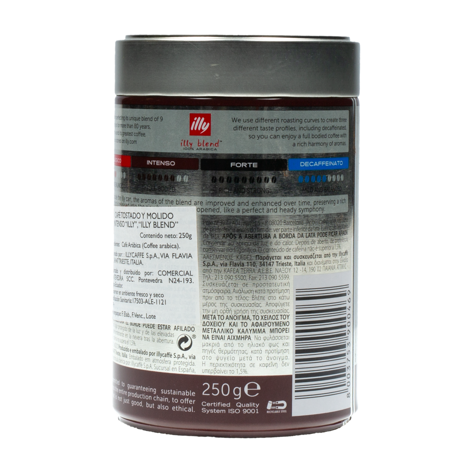 Café Molido Intenso 100 % Arábica Full Bodied ILLY 250 G