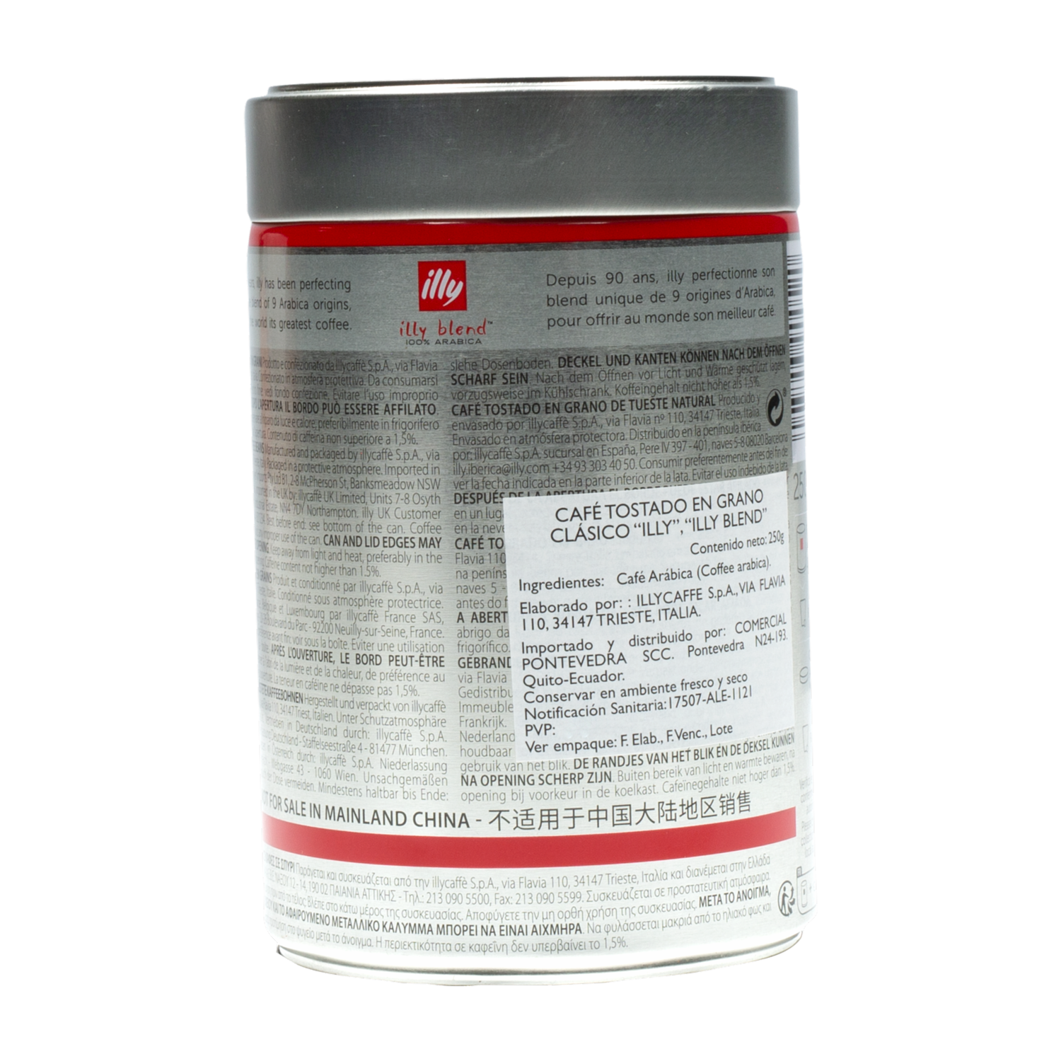 Café En Grano Tostado Clásico 100 % Arábica Suave Y Equilibrado ILLY 250 G
