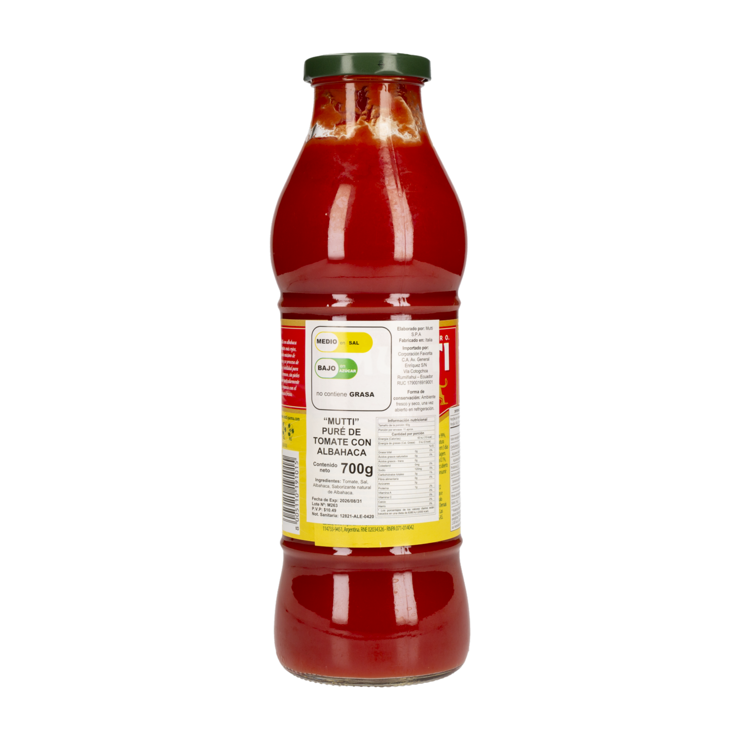 Pure De Tomate Con Albahaca Ba MUTTI 700 g