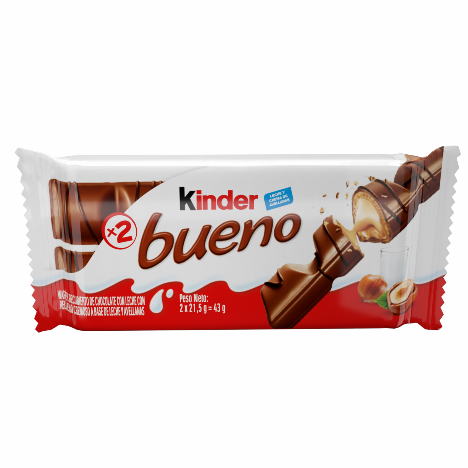 Waffer De Chocolate Con Relleno De Leche Y Avellanas KINDER BUENO 2 X 21,5 G