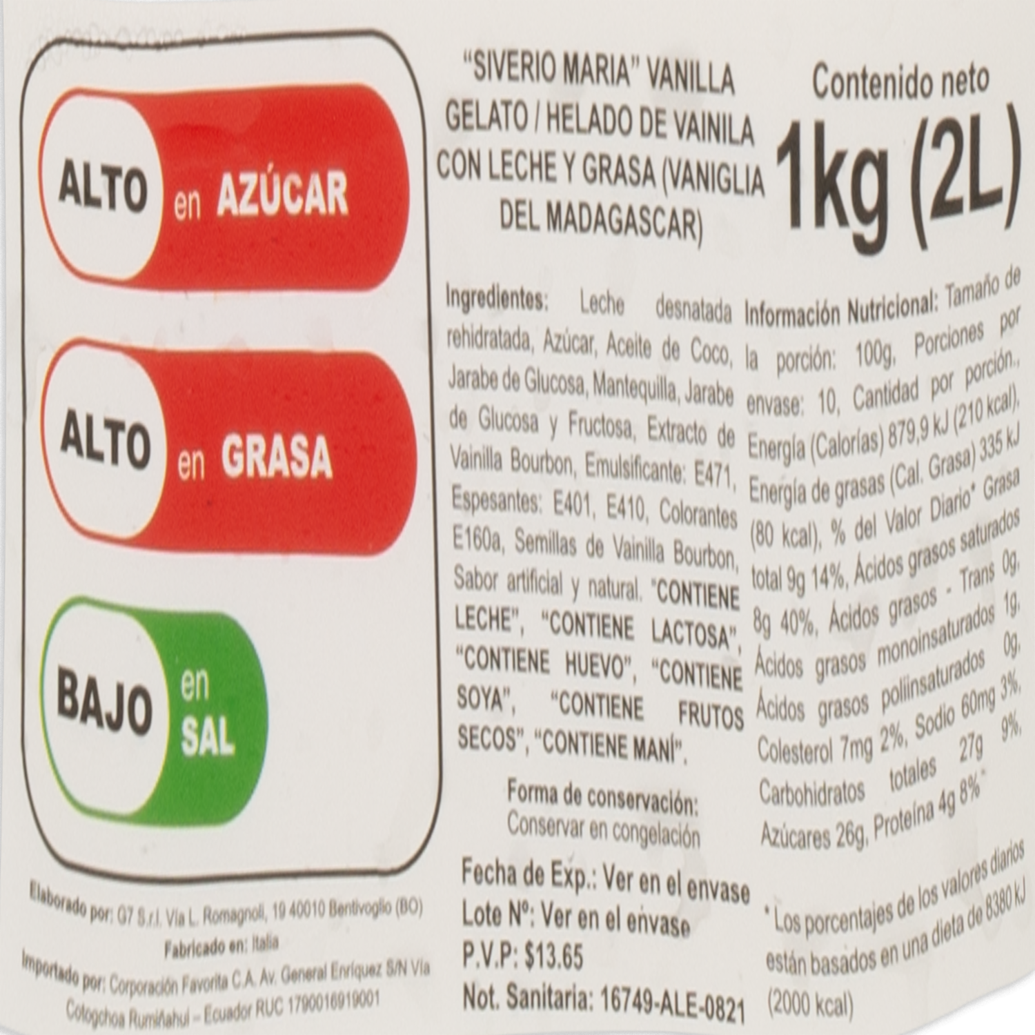 Helado Vainilla SIVIERO MARIA 2000 ML