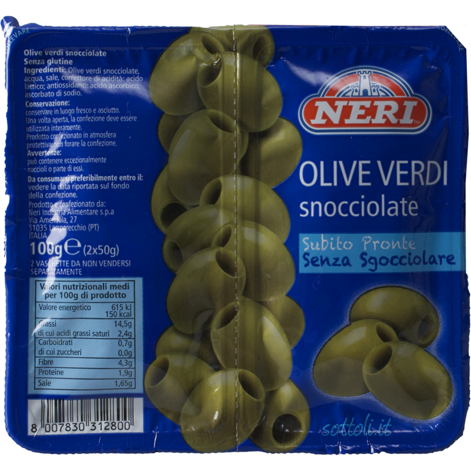 Aceitunas Verdes Sin Hueso NERI 100  G
