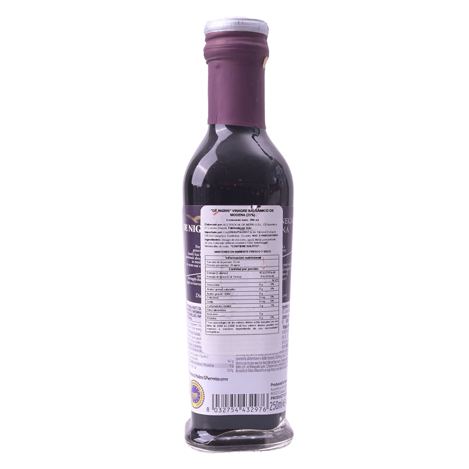 Vinagre Balsámico Modena 25% DE NIGRIS 250 Ml