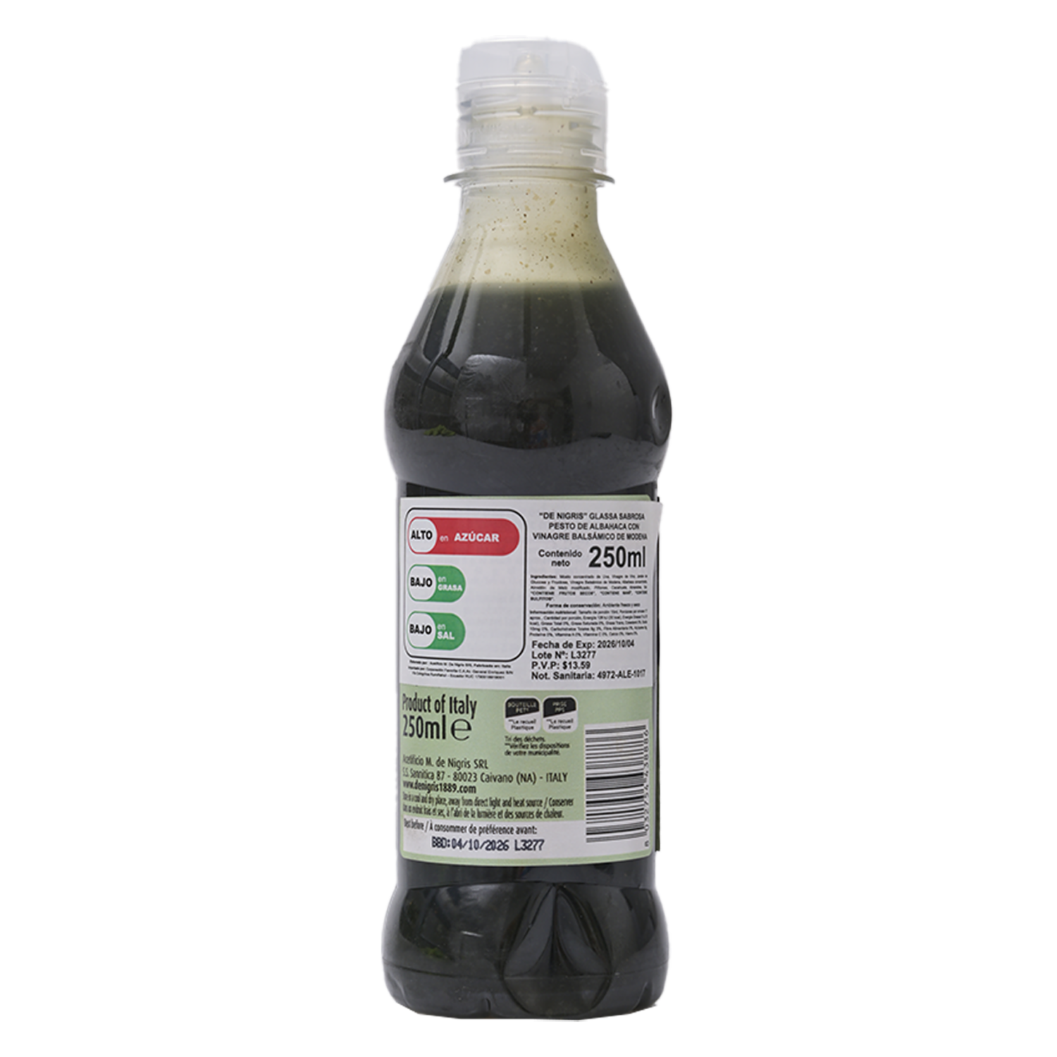 Glassa Sabrosa Pesto De Albahaca Con Vinagre Balsámico DE NIGRIS 250 Ml