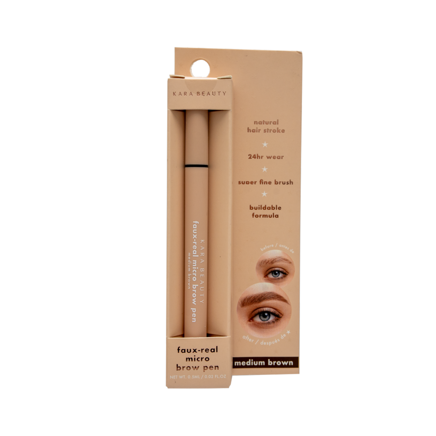 Delineador De Cejas Líquido Faux-Real Micro Brow Medium Brown KARA BEAUTY 5 Ml