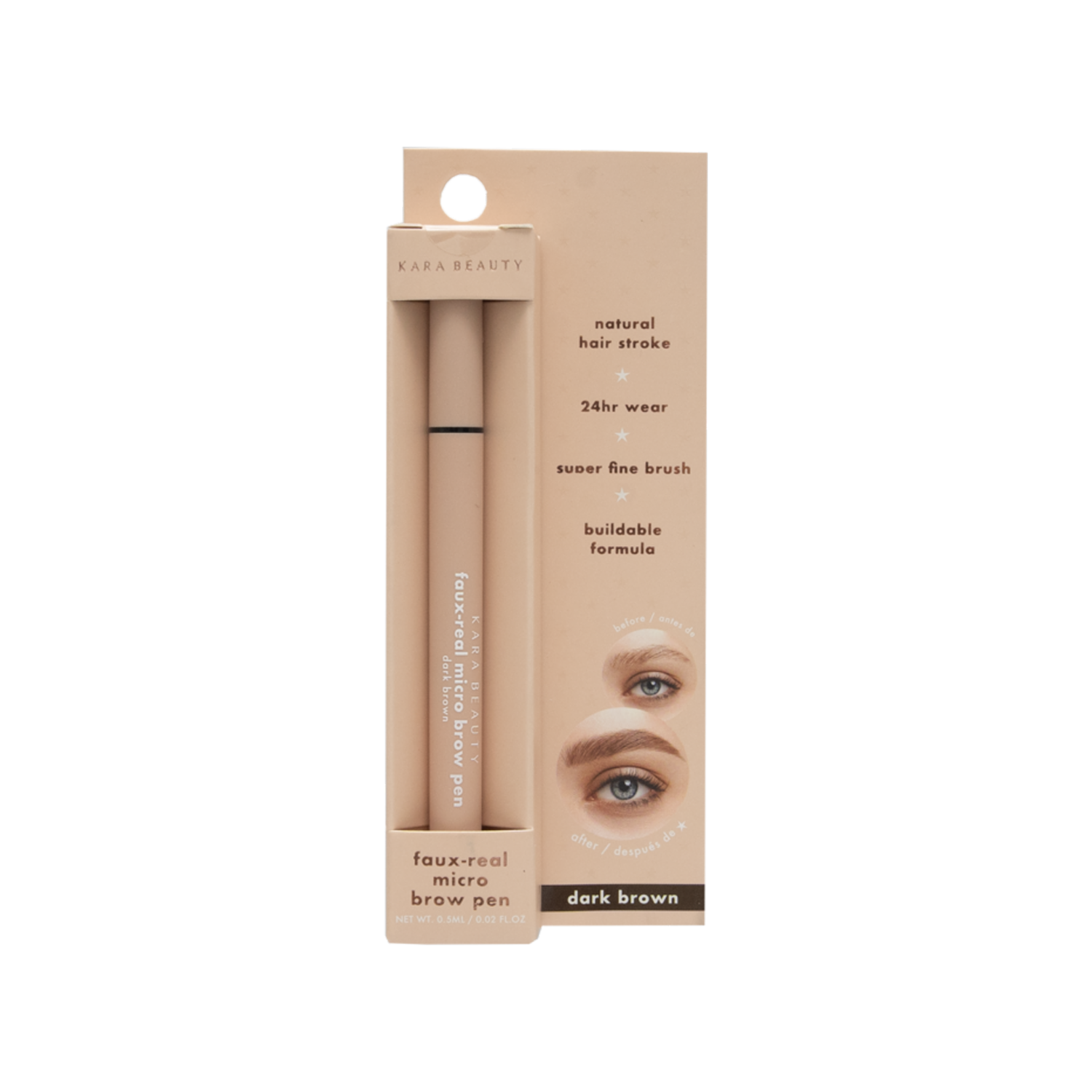 Delineador De Cejas Líquido Faux-Real Micro Brow Dark Brown KARA BEAUTY 5 Ml