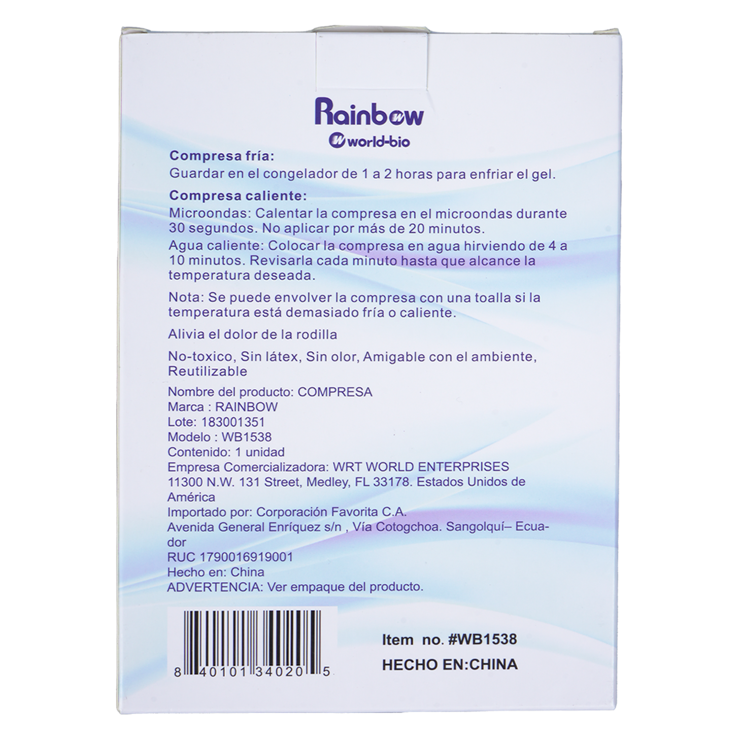 Compresa Frío Caliente Para Rodilla WORLD-BIO Unidad
