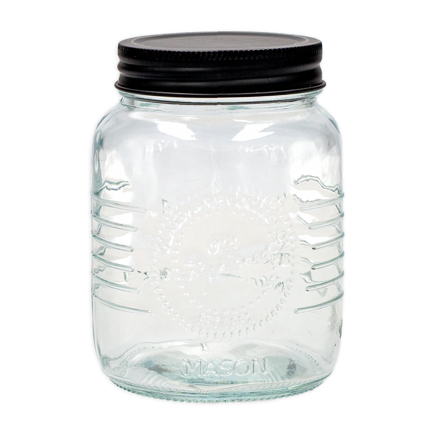 Frasco Con Tapa Metalica Negra OLD FASHIONED Mediano