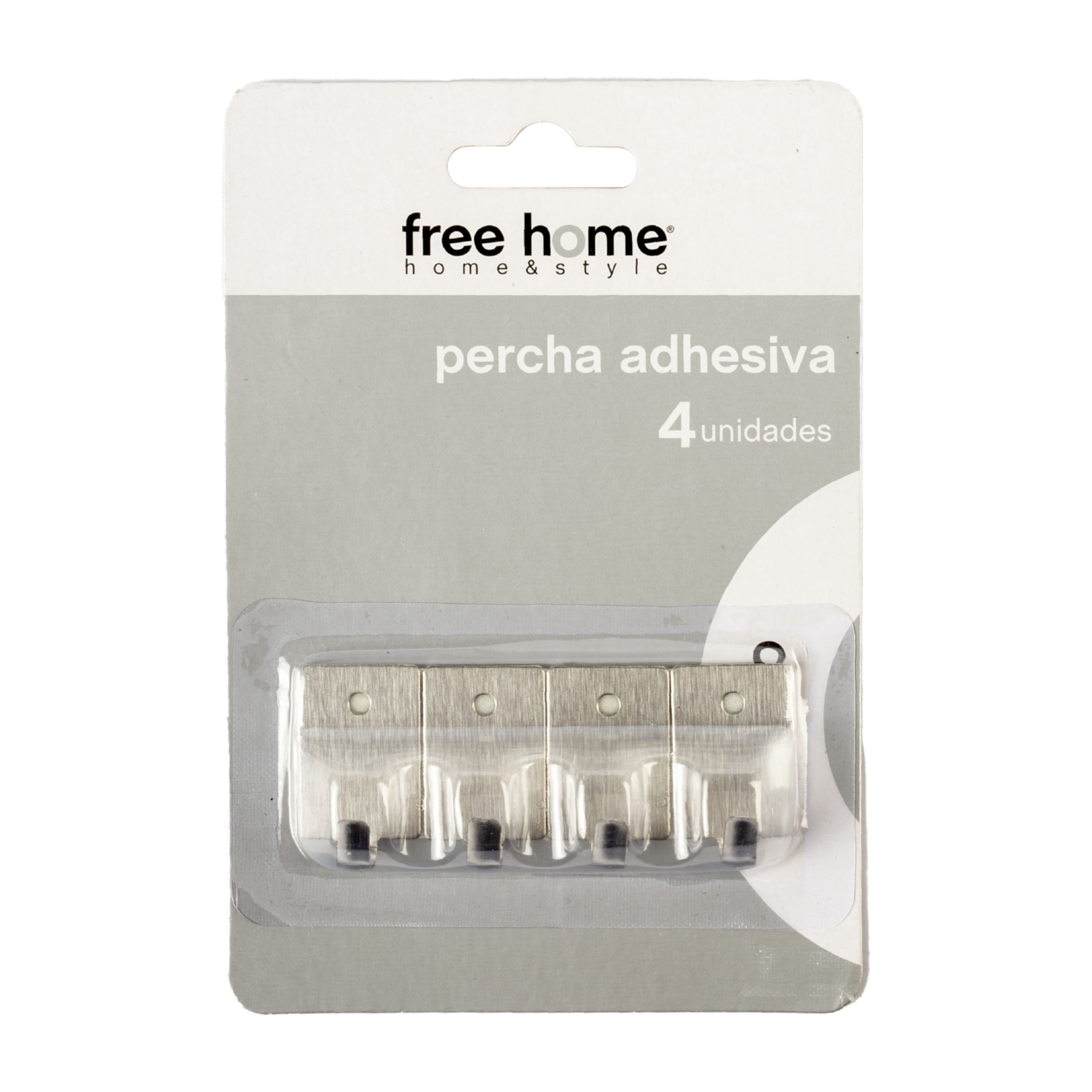 Set Ganchos Adhesivos Metal FREE HOME x 4 Piezas