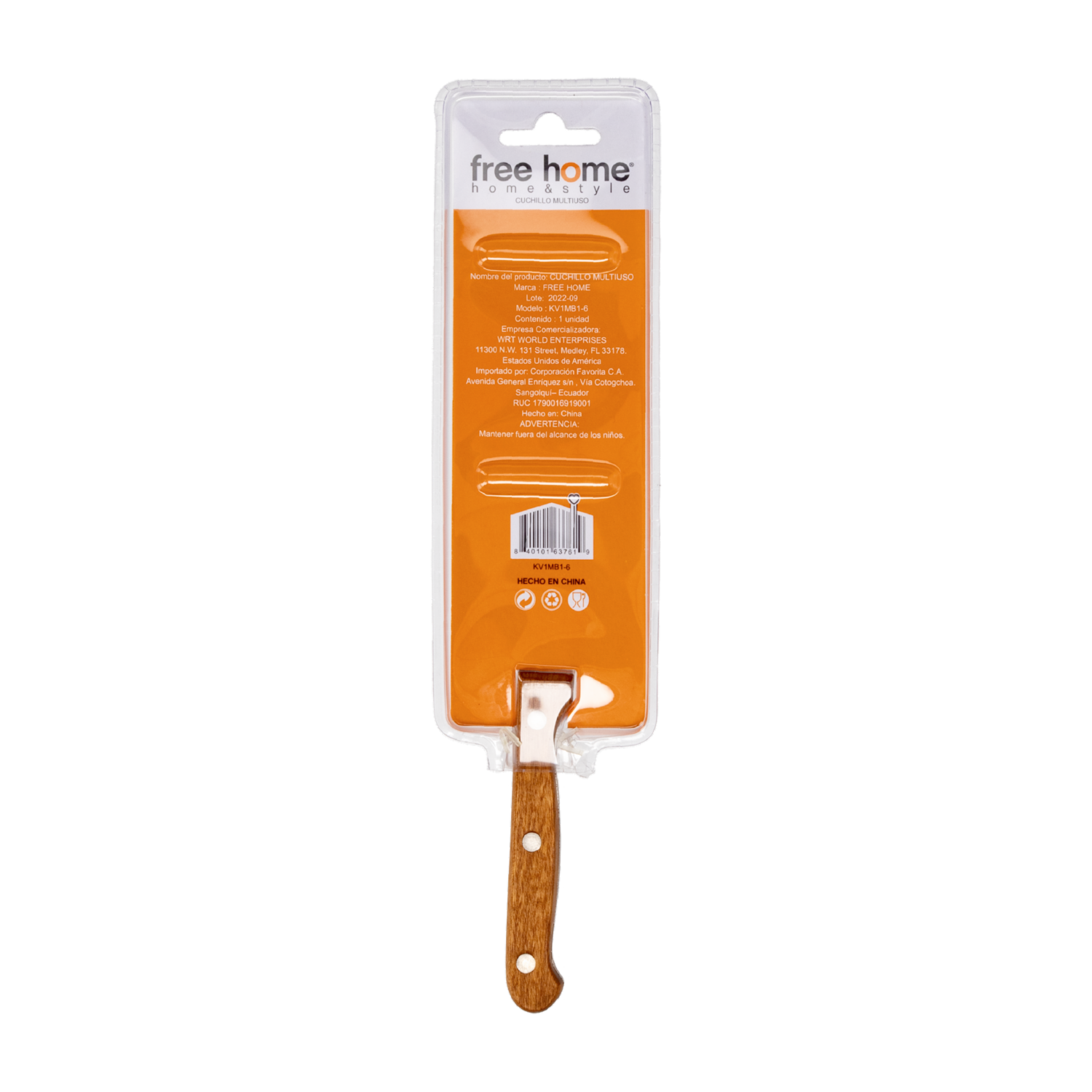Cuchillo Utilitario Color Negro FREE HOME Unidad