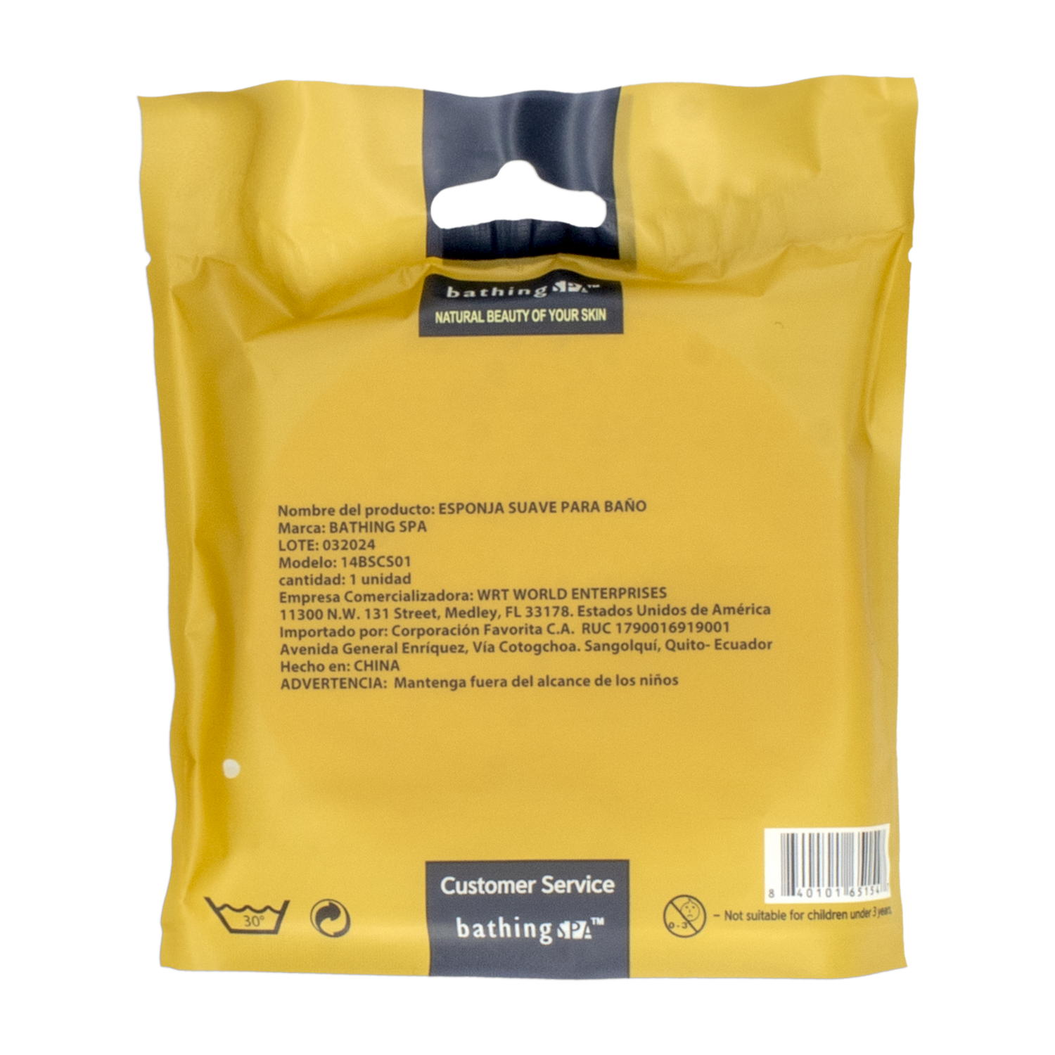 Esponja De Baño Redonda Color Amarillo BATHING SPA Unidad