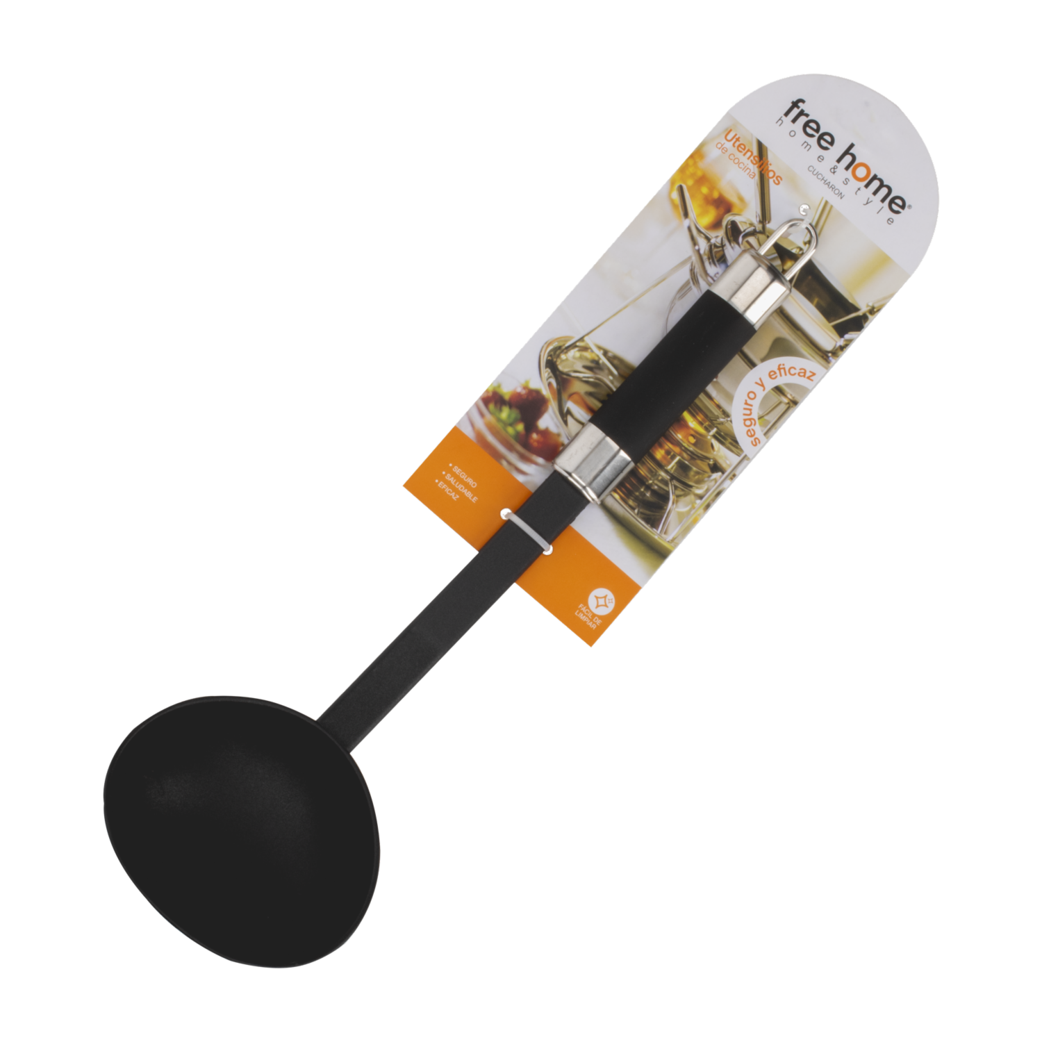 Cucharon Con Mango Negro Y Silver FREE HOME Unidad