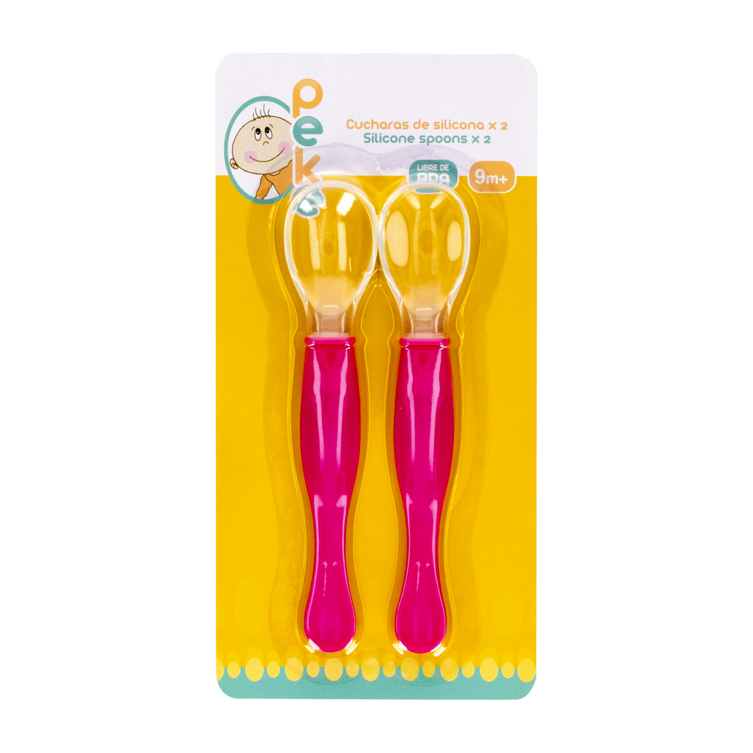Cuchara De Silicona 9m + Color Rosa PEKE Pack X 2 Uds