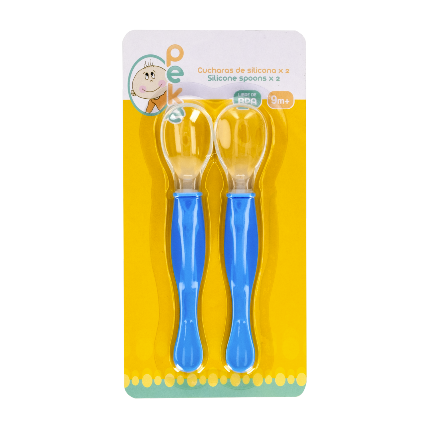 Cuchara De Silicona 9m + Color Azul PEKE Pack X 2 Uds
