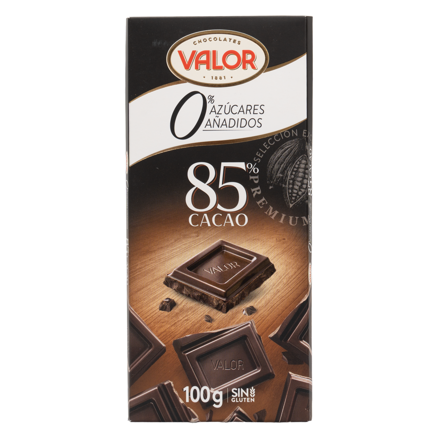 Chocolate Negro 85% Cacao Sin Azúcar VALOR Tableta