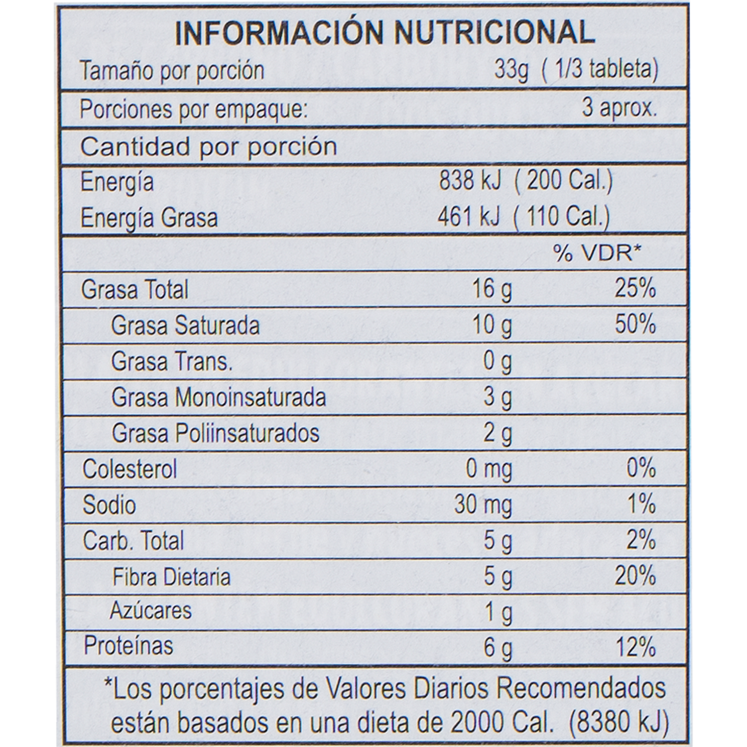 Chocolate Negro 85% Cacao Sin Azúcar VALOR Tableta