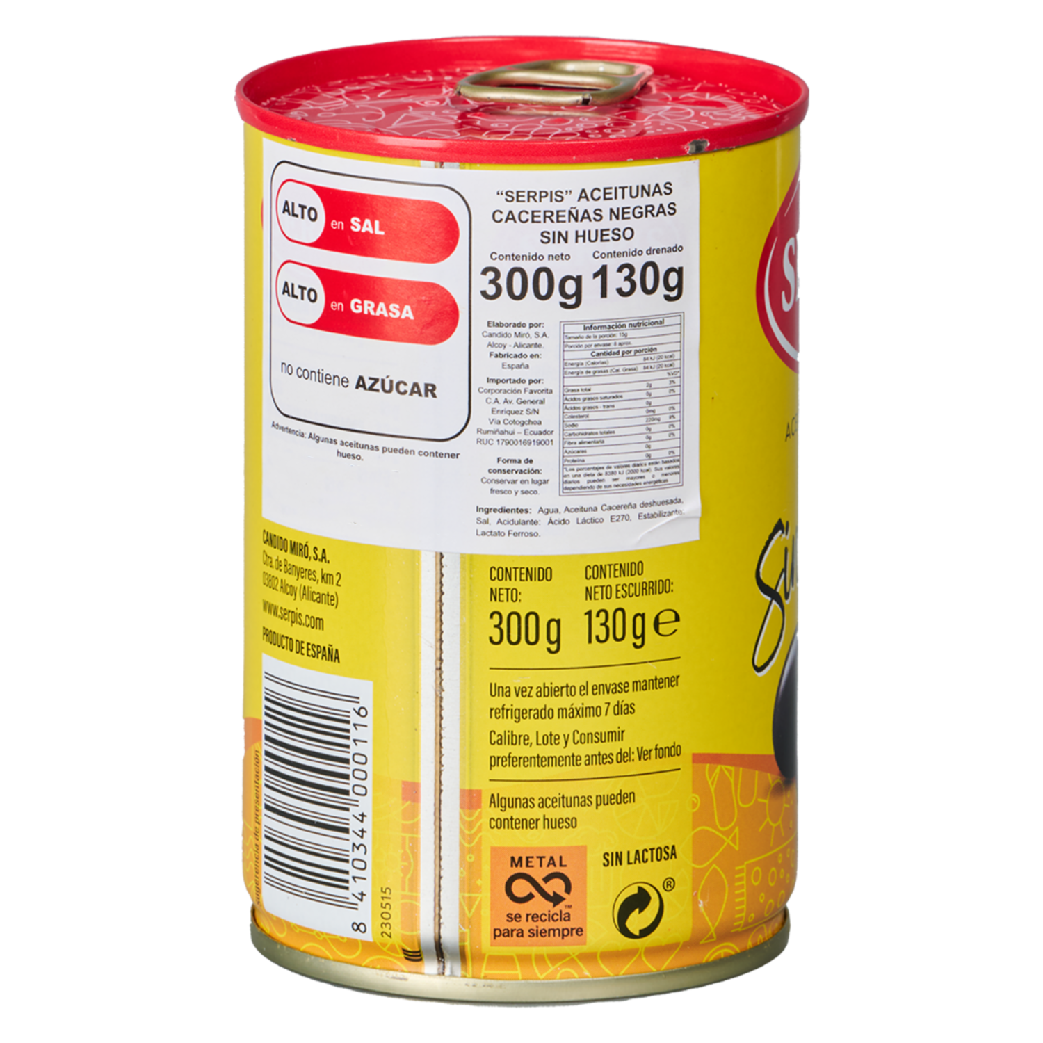Aceitunas Negras Cacereñas Sin Hueso SERPIS 300 G