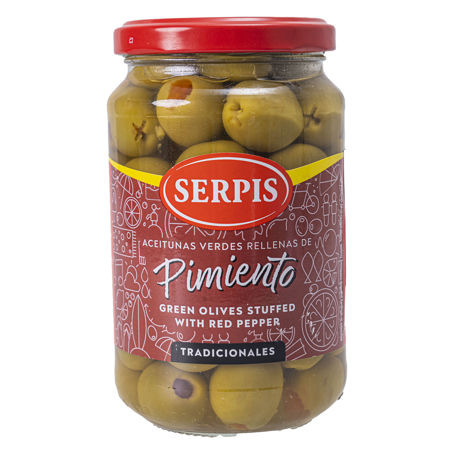 Aceitunas Verdes Rellenas Con Pimiento SERPIS 340 G