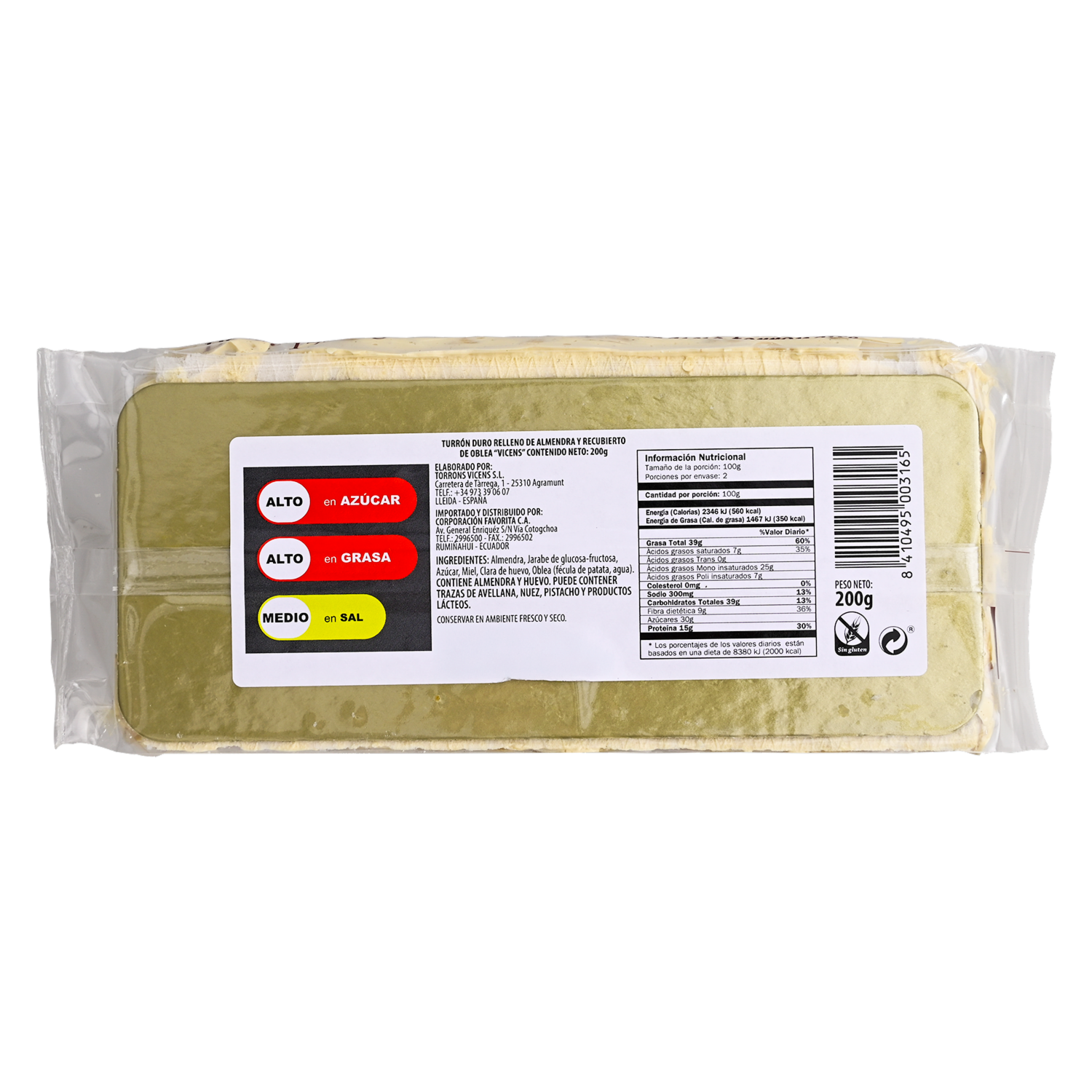 Turrón Duro De Almendra VICENS 200 G