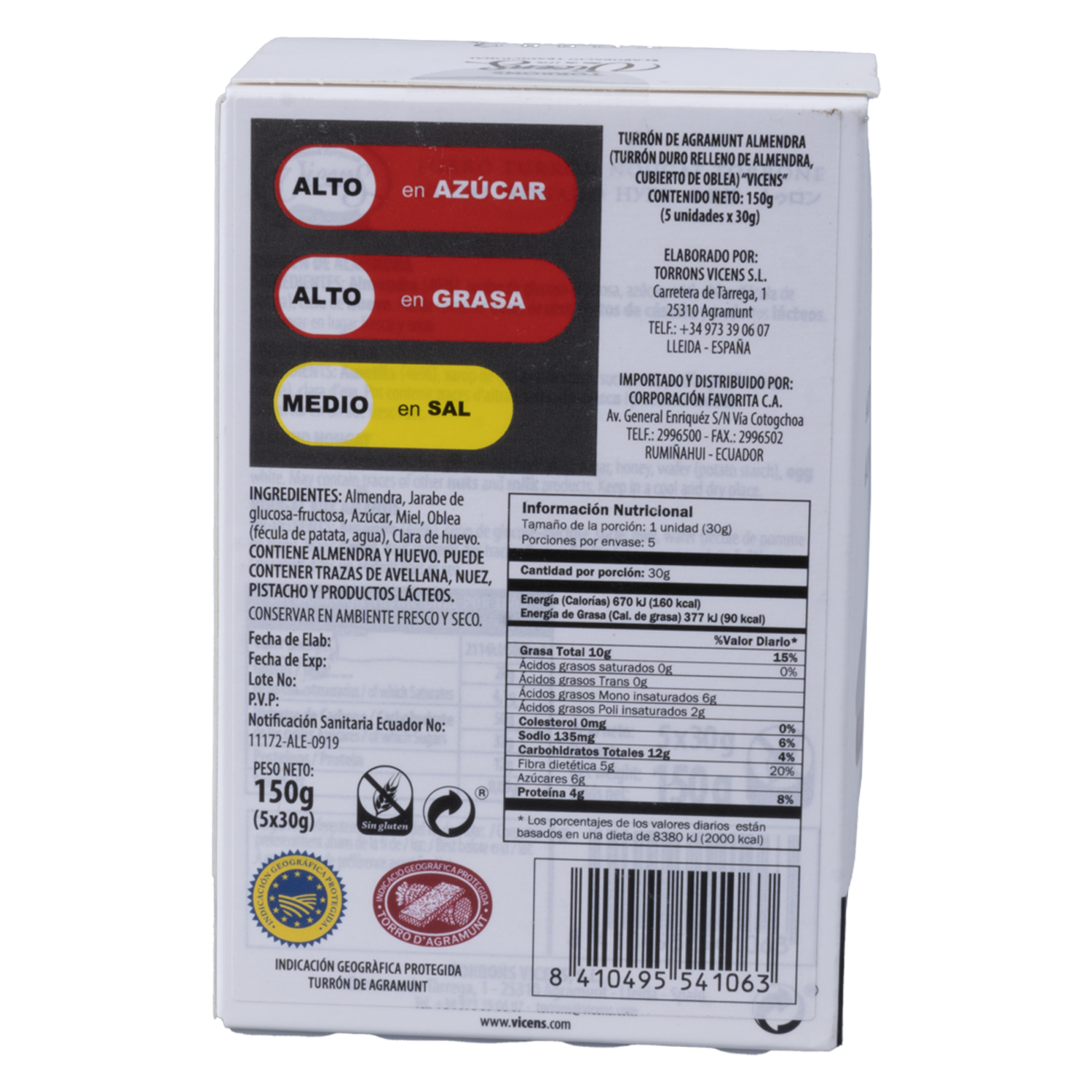 Turrón Tortita Almendra Miel Y Oblea VICENS 150 g